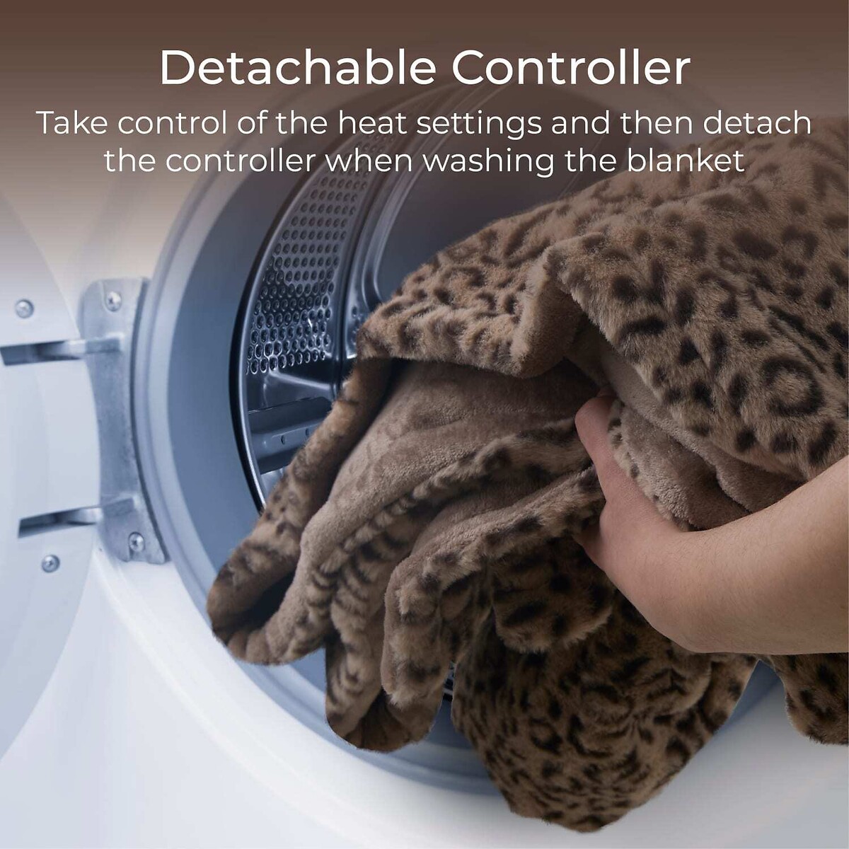 Fleece Electric Over Blanket Leopard Faux Fur brown , CARMEN