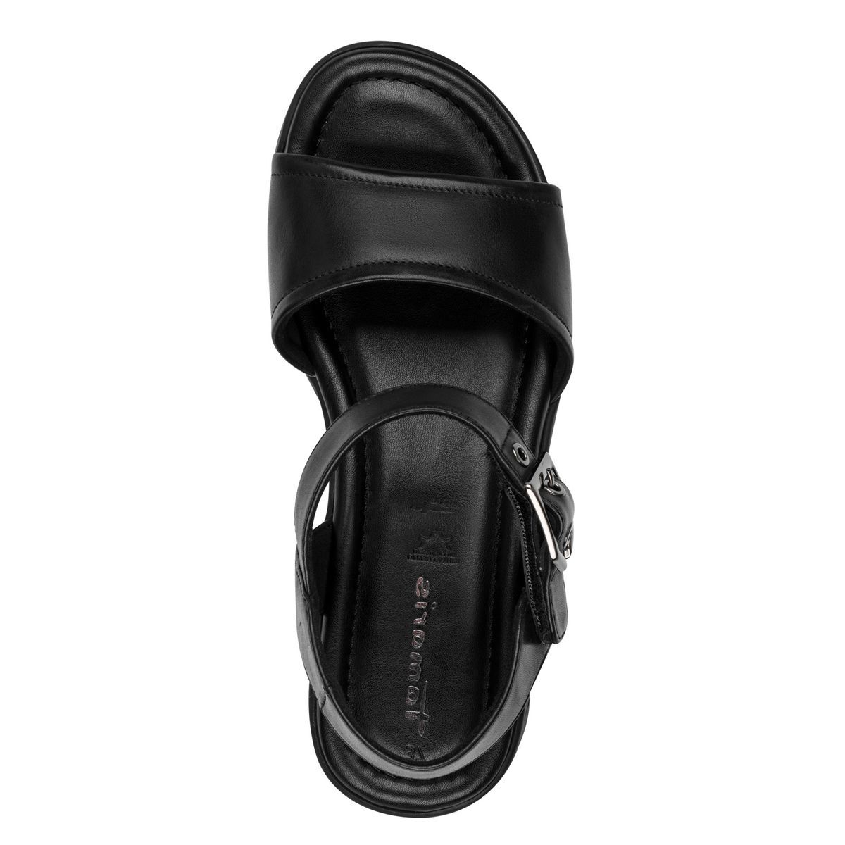 Sandale à talon en cuir noir cuir, TAMARIS