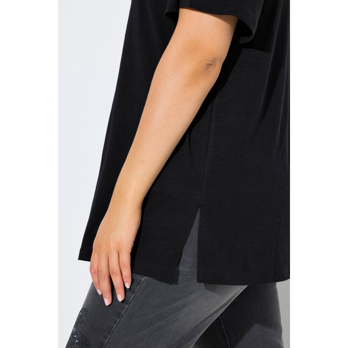 T-shirt avec message noir, ULLA POPKEN