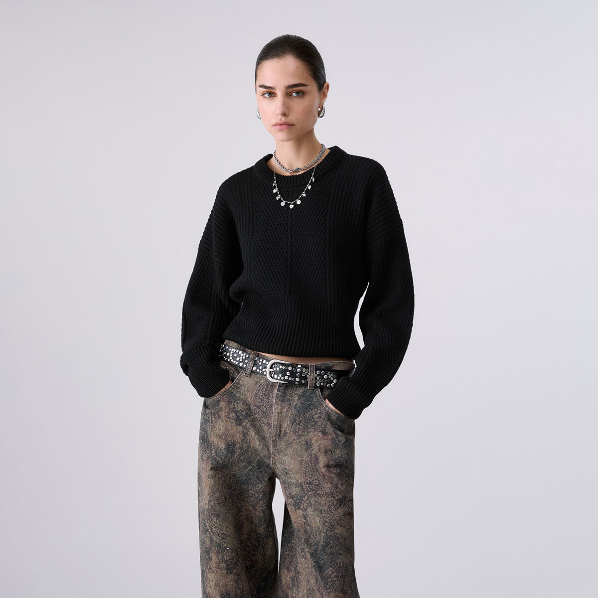 Maille en laine avec nœud noir, LIU JO