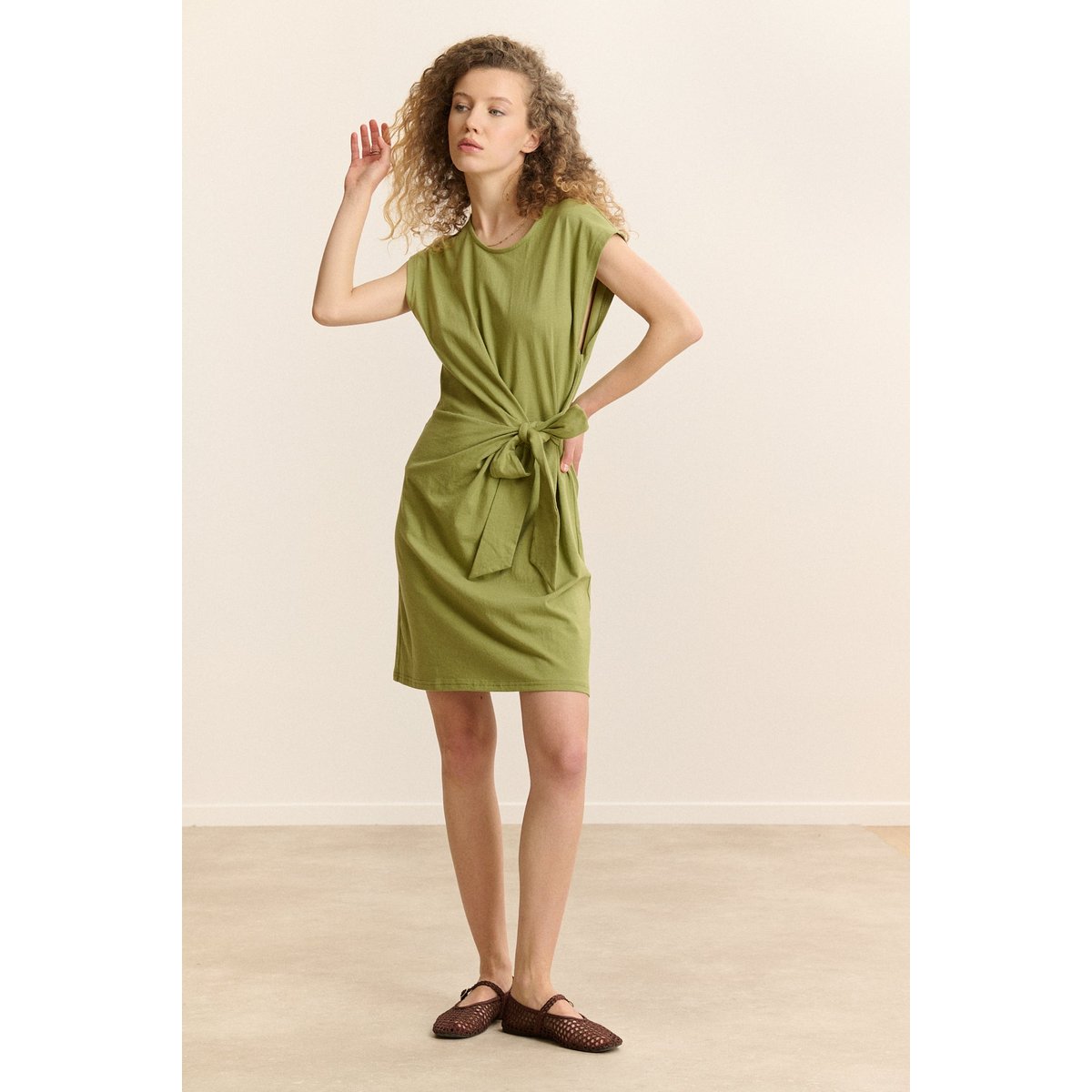 Robe courte en jersey VALENA kaki, GARANCE PARIS