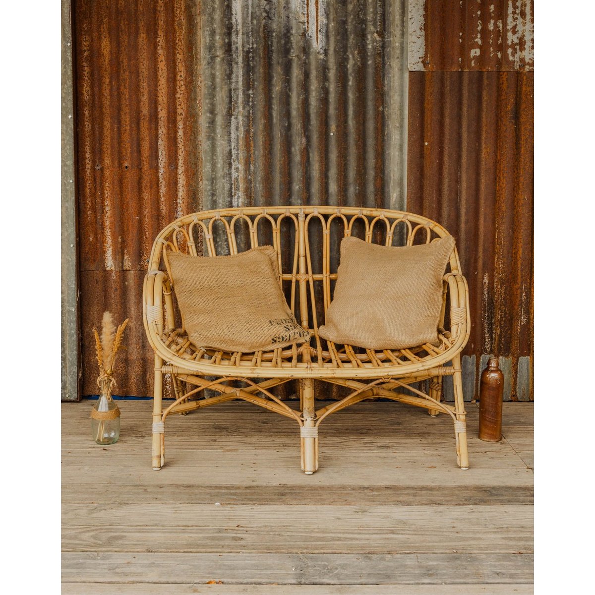 Banquette en bambou Martine N°169 - Bon état bois clair, DEBONGOUT