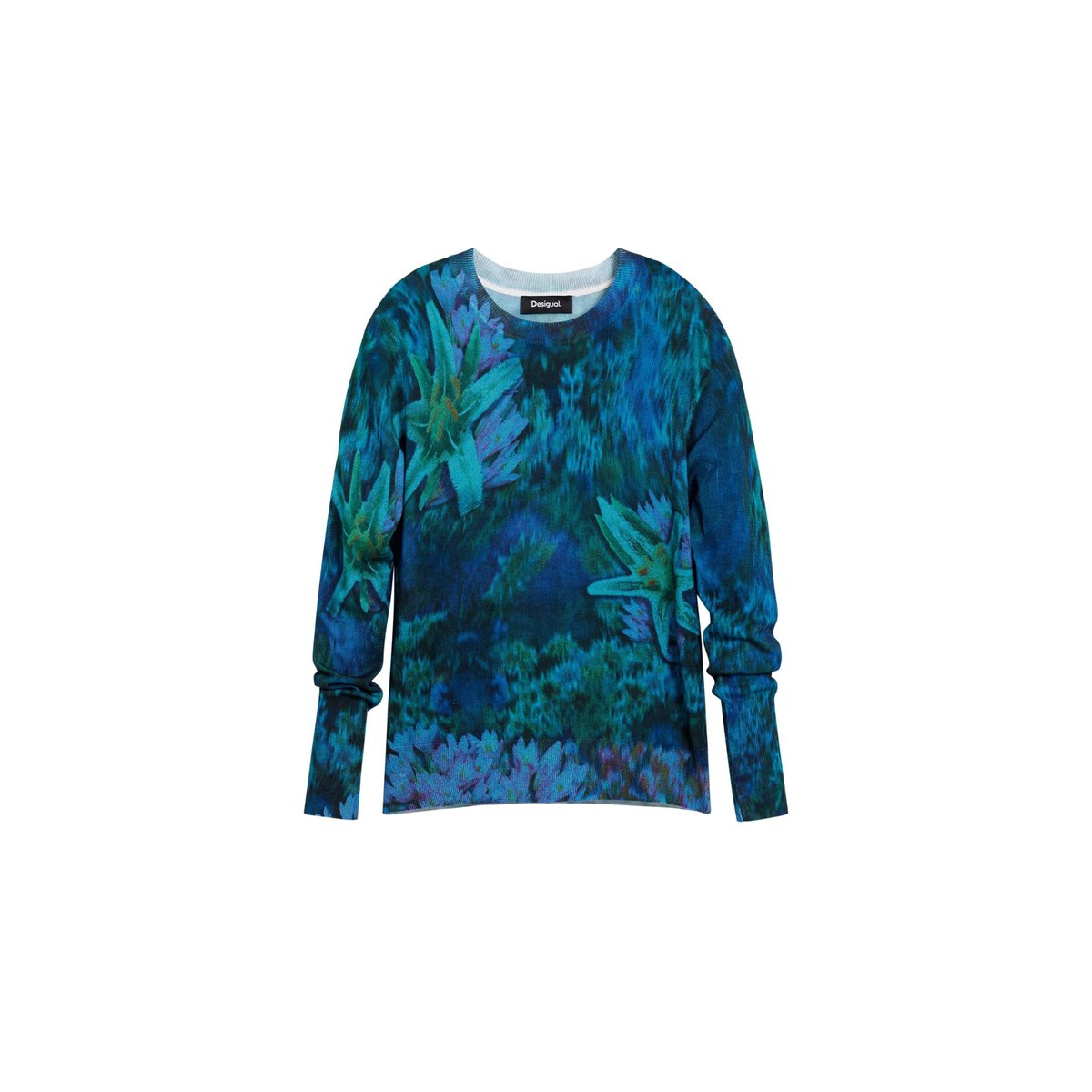 Pull fin jardin fleurs vert, DESIGUAL