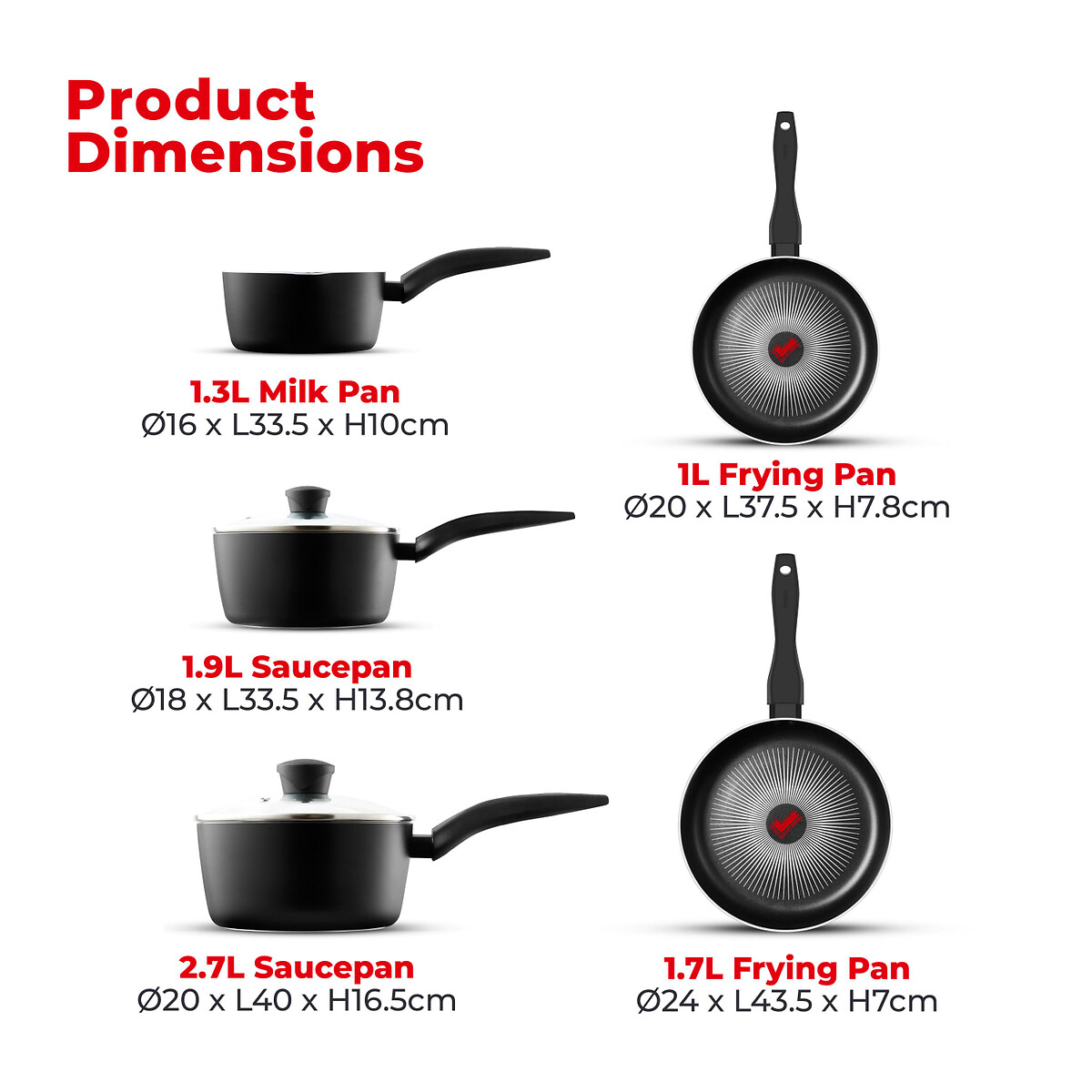 5-Piece Smart Start Forged Cookware Set black, TOWER