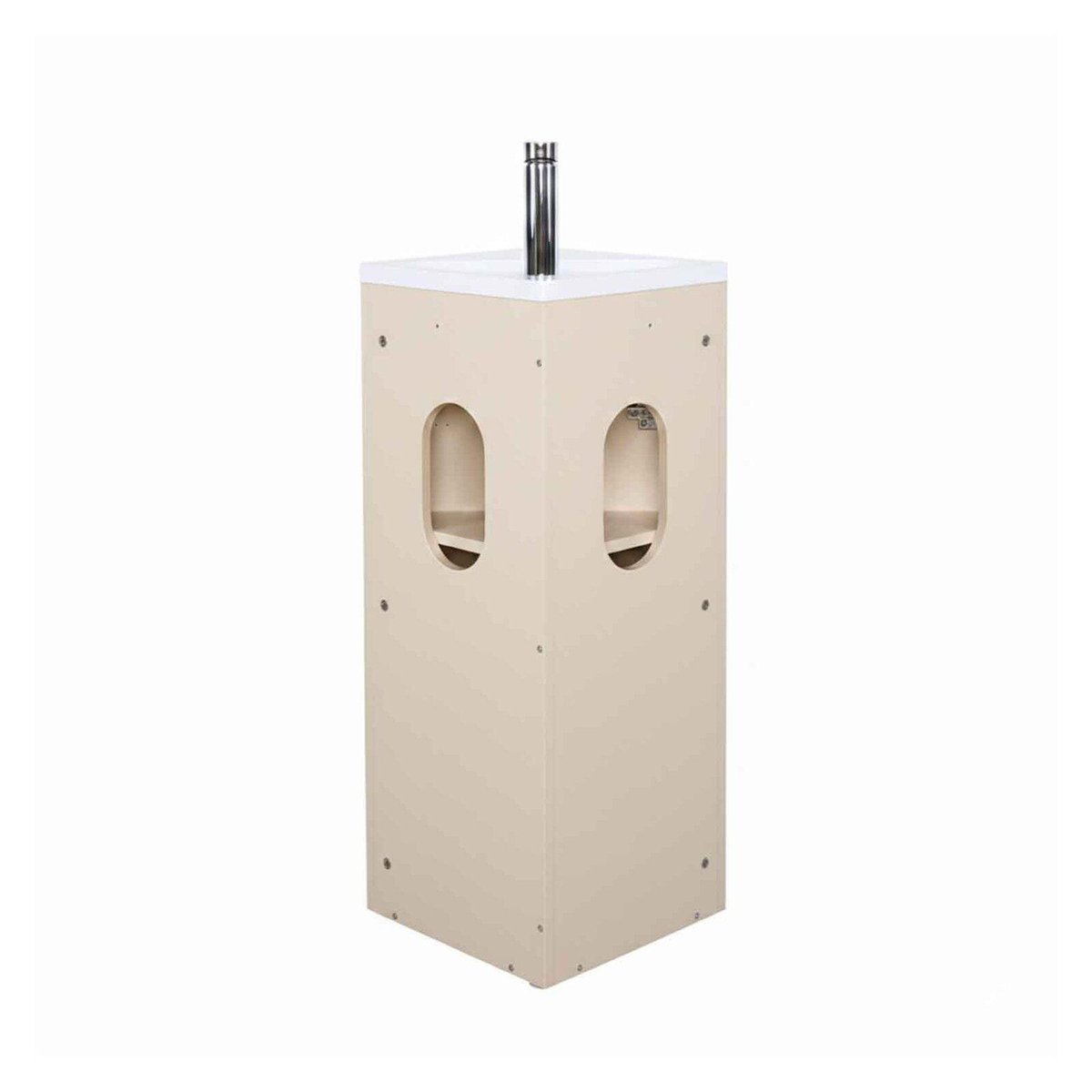 Ensemble lave-mains d'angle sur pieds avec robinet et armoire SORRENTO beige satiné, MOB IN