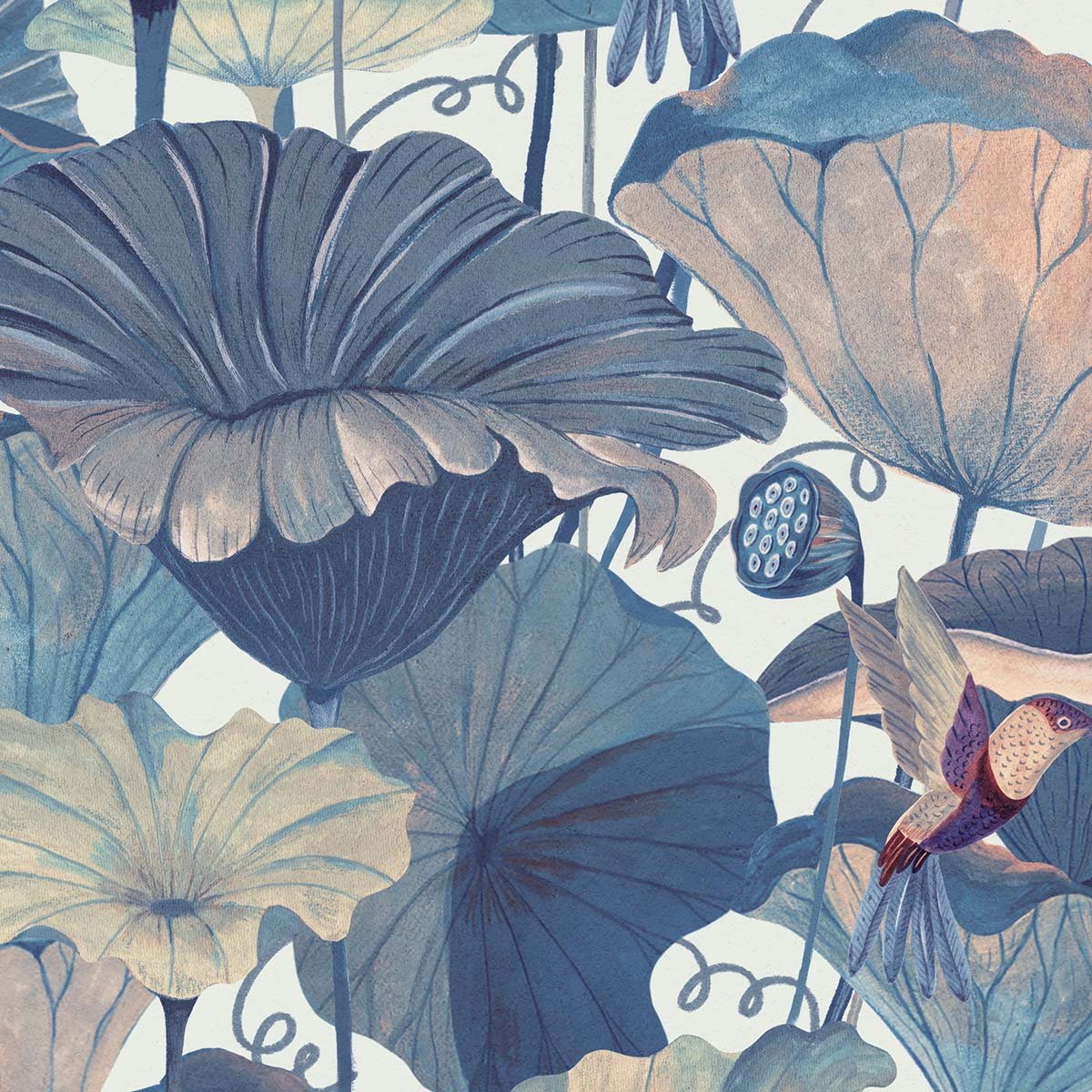 Papier peint lotus et nénuphars intissé, HEXOA