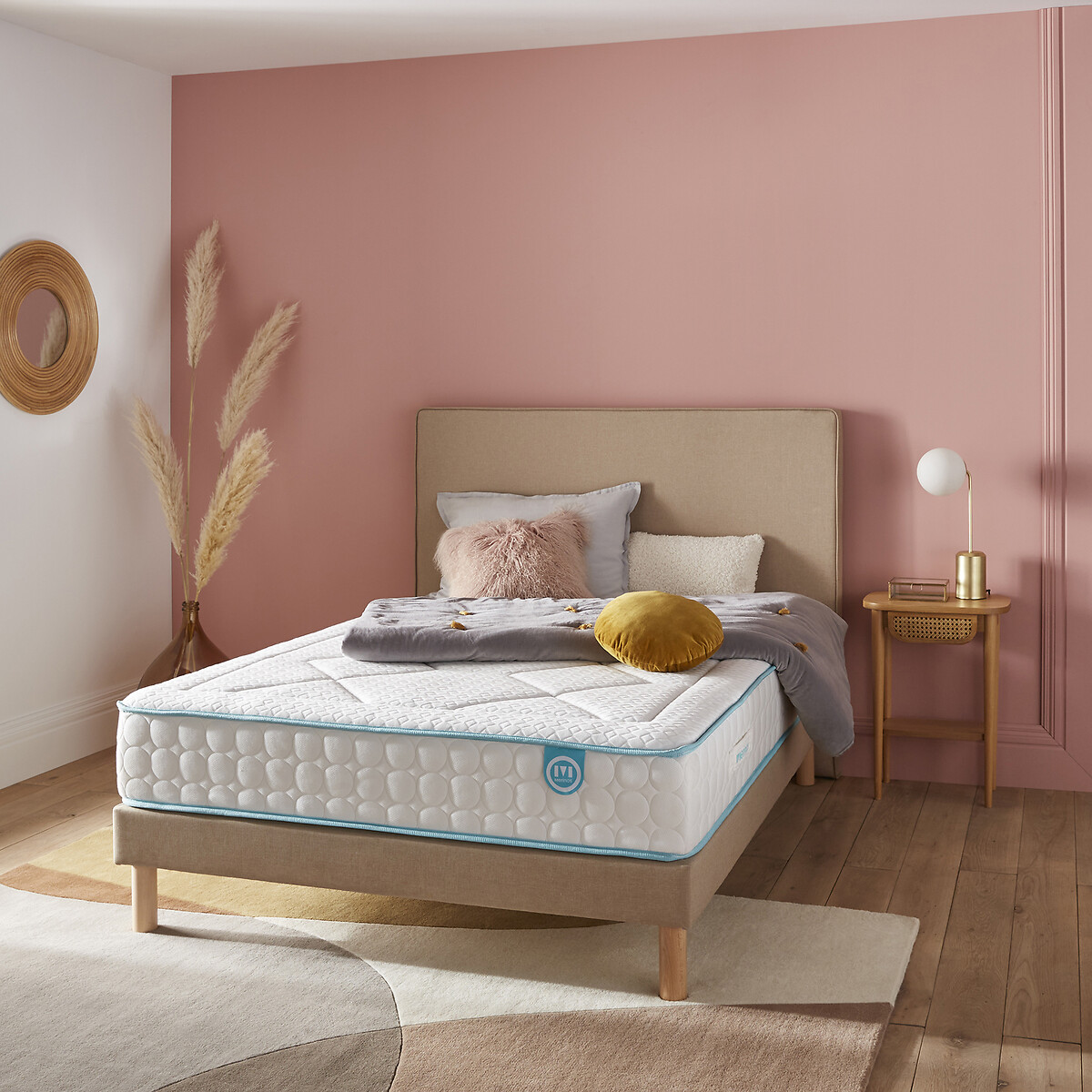 Matelas ressorts ensachés LE TOUT MOELLEUX blanc/bleu, MERINOS