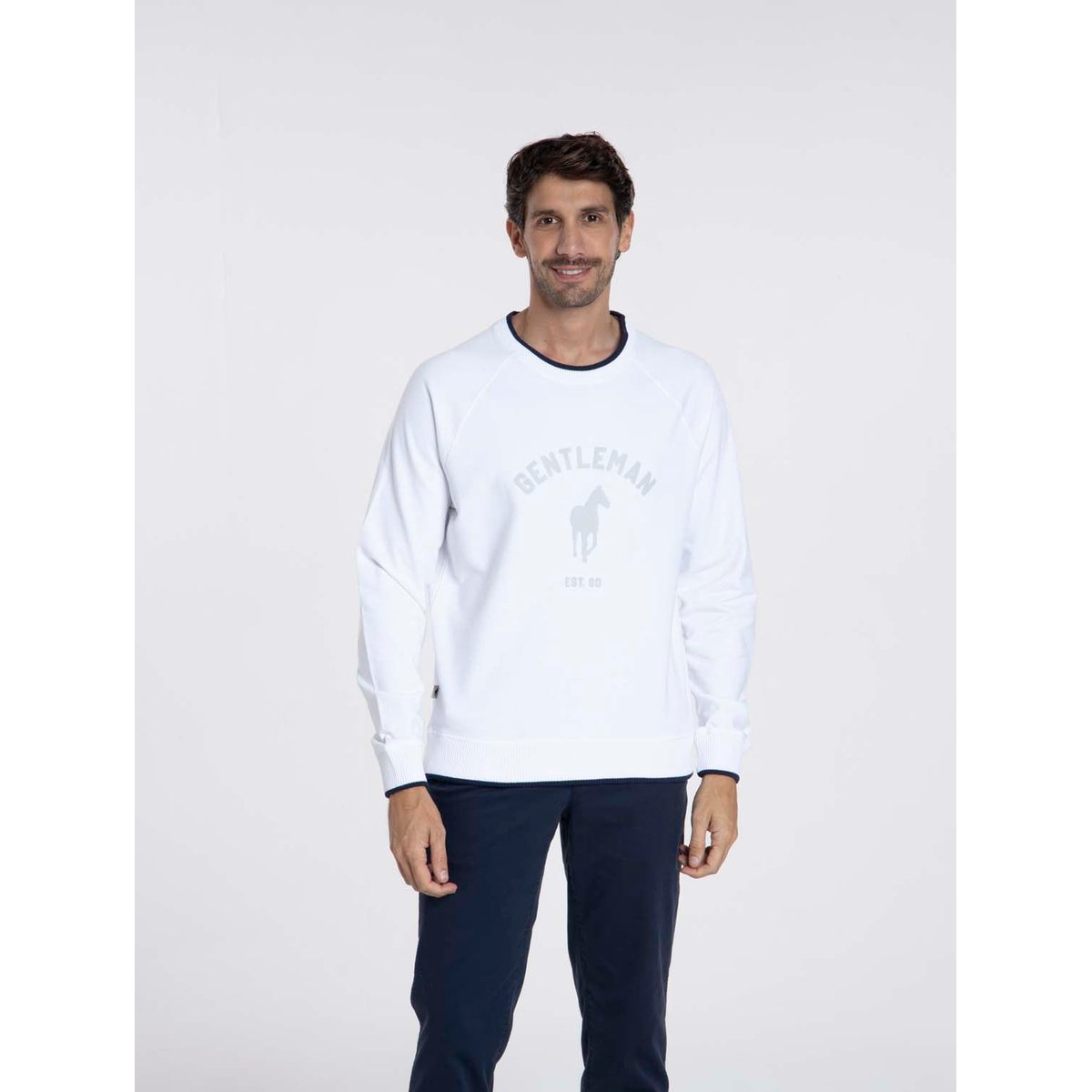 Sweat manches longues coton SENLIS blanc, GENTLEMAN FARMER