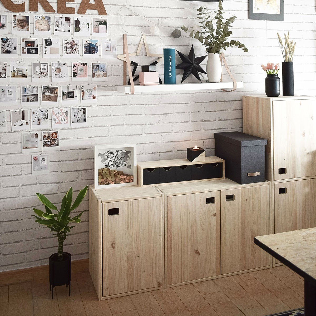 Armoire en pin brut 1 porte 2 tablettes Dinamic with_storage, ASTIGARRAGA