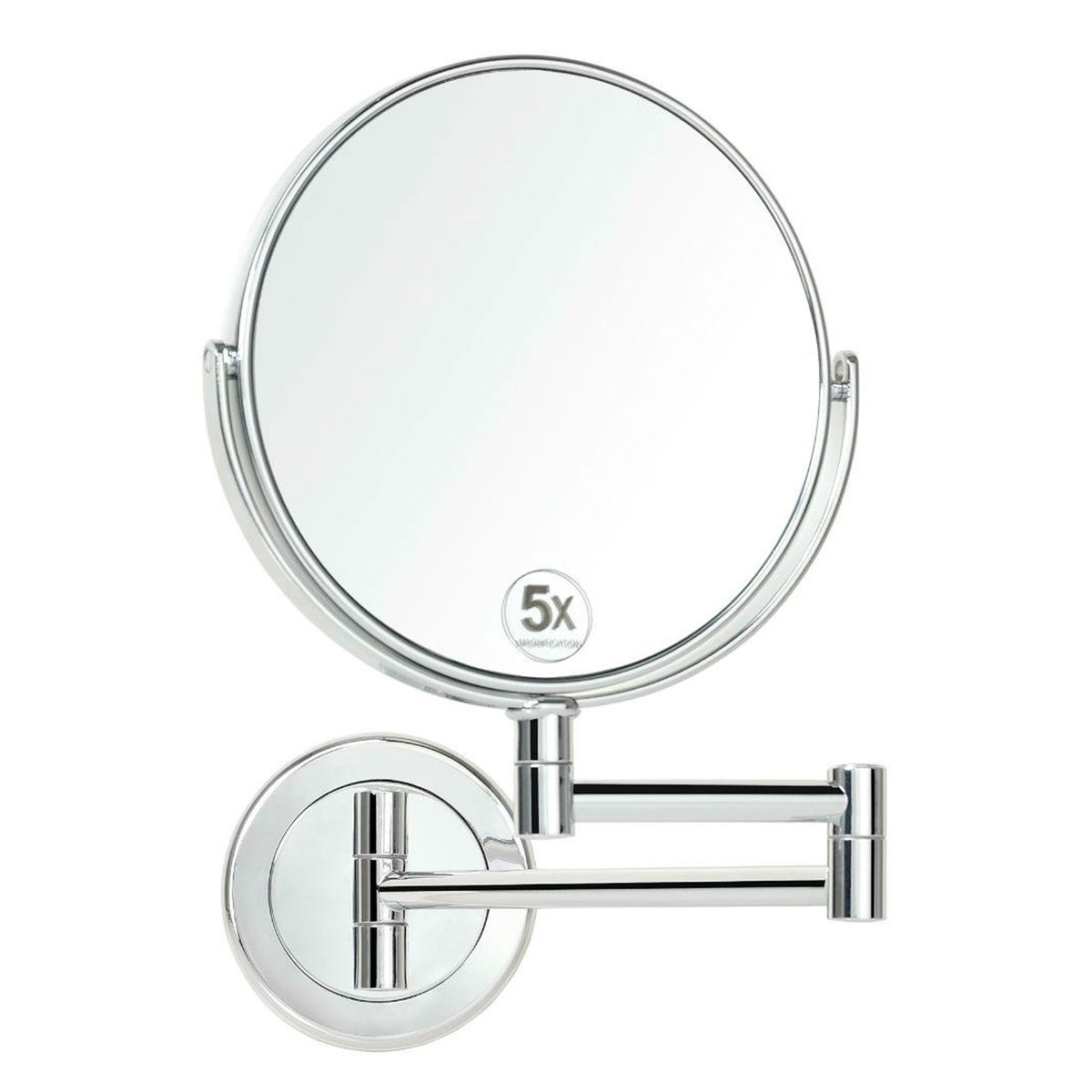 Miroir Grossissant Double Face Rond (x5) sur Bras Extensible argent, WADIGA
