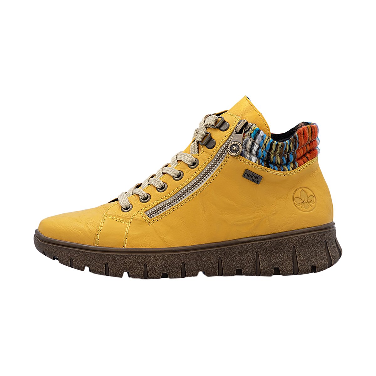 Basket Montante Cuir Odeon jaune, RIEKER