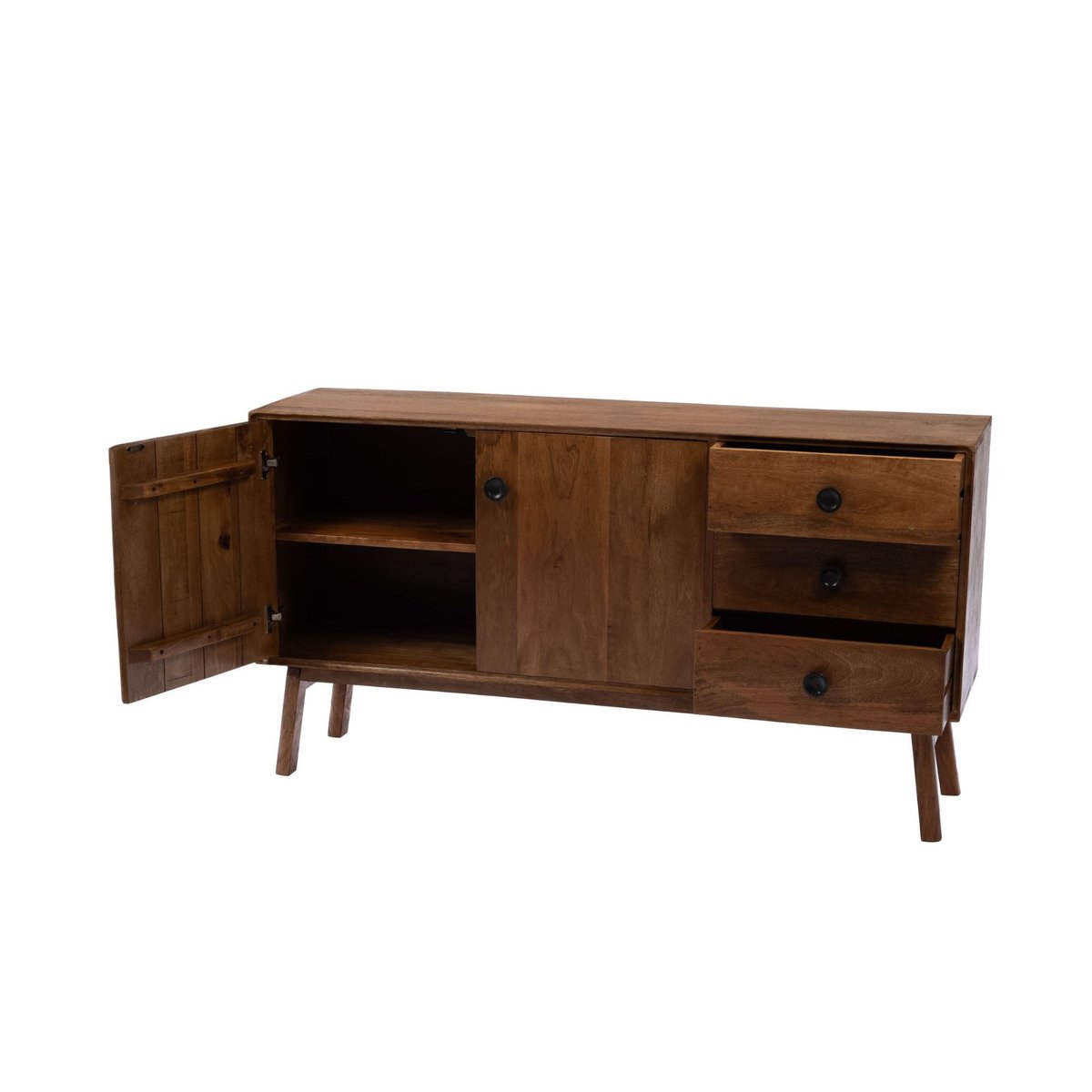 Buffet bas en manguier 2 portes 3 tiroirs L150 - GIL bois foncé, HELLIN, DEPUIS 1862