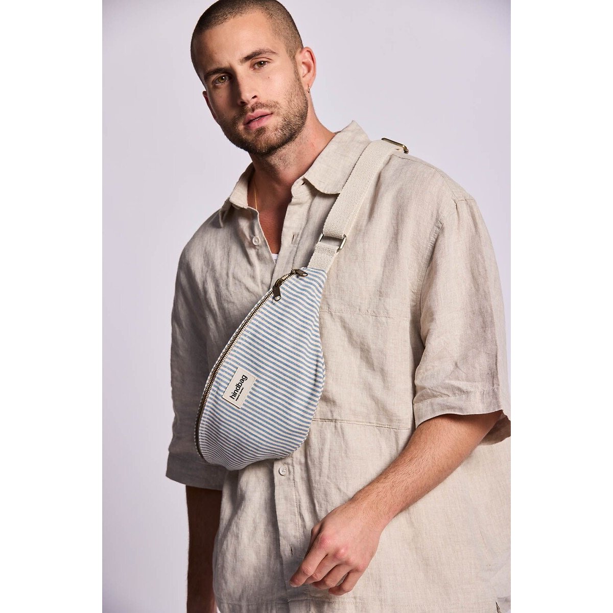 Marsupio a righe, OLIVIA blu rigato, HINDBAG