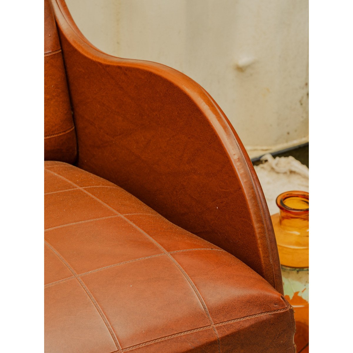 Banquette en cuir marron Clara N°158 - Bon état marron, DEBONGOUT