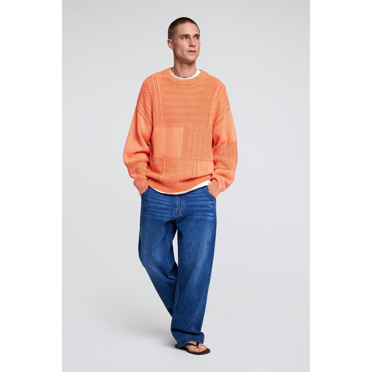 Pull en maille unie orange, DESIGUAL