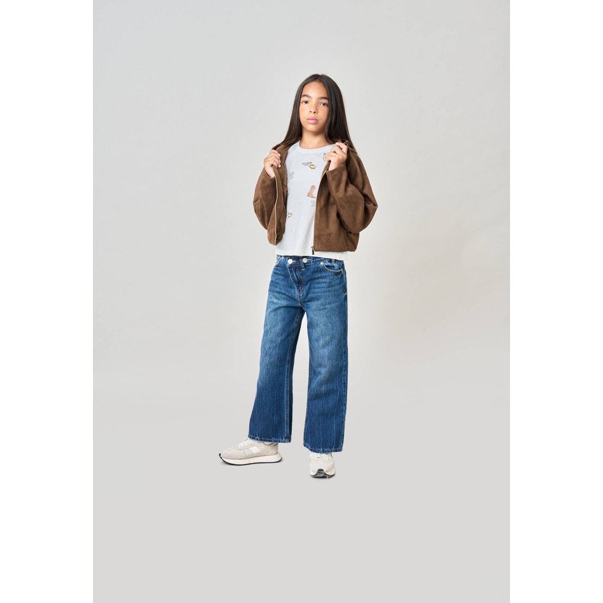 Blouson court bombers fille NAMACI marron clair, DEELUXE
