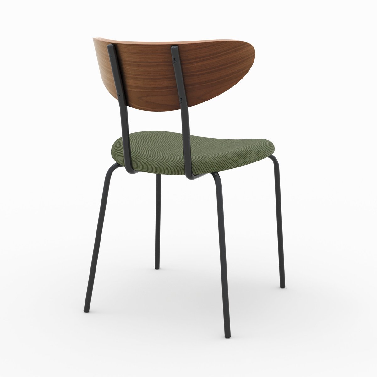 Lot de 2 chaises en velours côtelé et dossier en noyer - JADE vert kaki, MAISON PAVANE