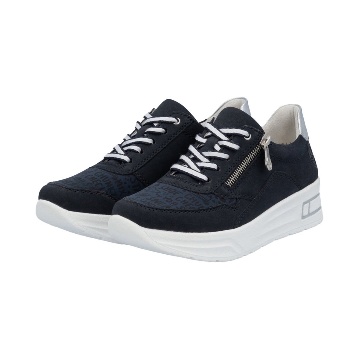 Basket Basse Cuir Alabama bleu, RIEKER