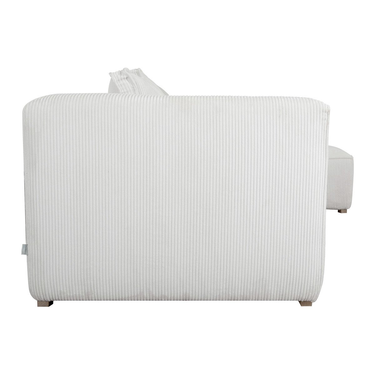 Canapé d'angle droit design 3-4 places en tissu velours côtelé PANAM blanc, MILIBOO