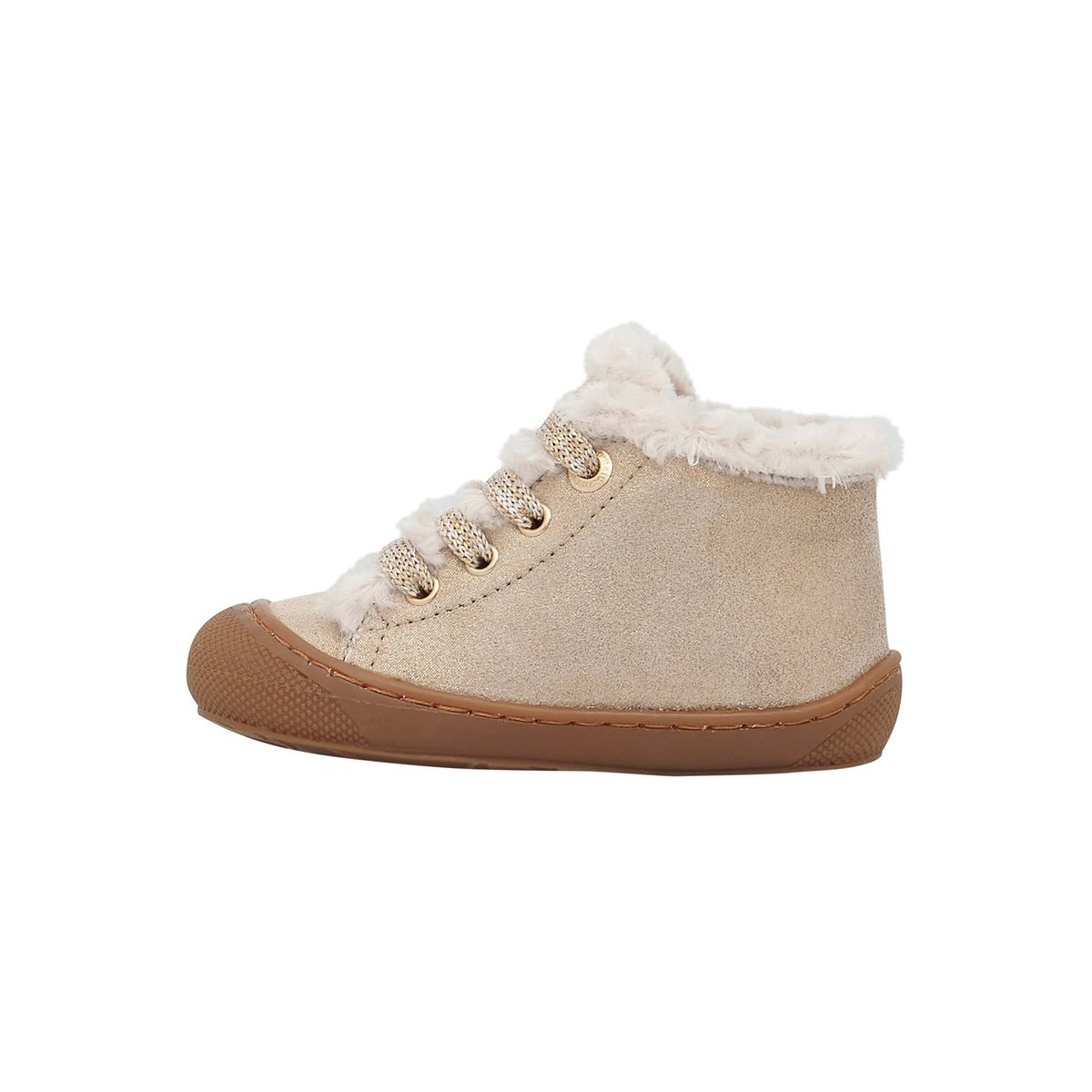 Chaussures premiers pas en daim et laine LALLIT platine, NATURINO