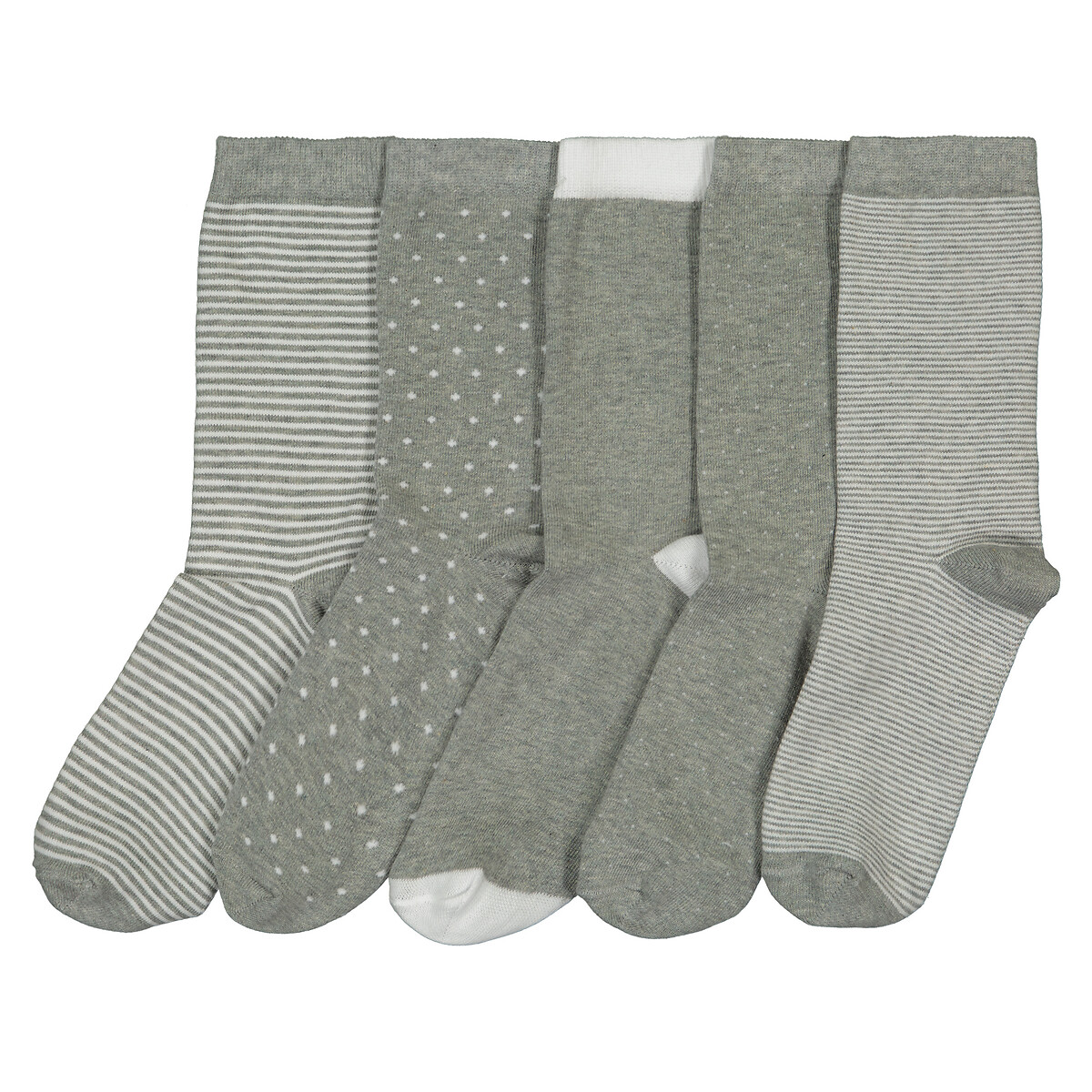 Lot de 5 paires de chaussettes gris/blanc, LA REDOUTE COLLECTIONS