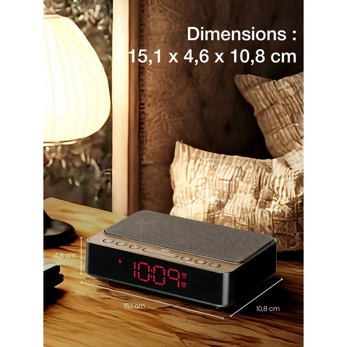 Radio réveil RRVI-100 Charge Induction couleur unique, ESSENTIEL B