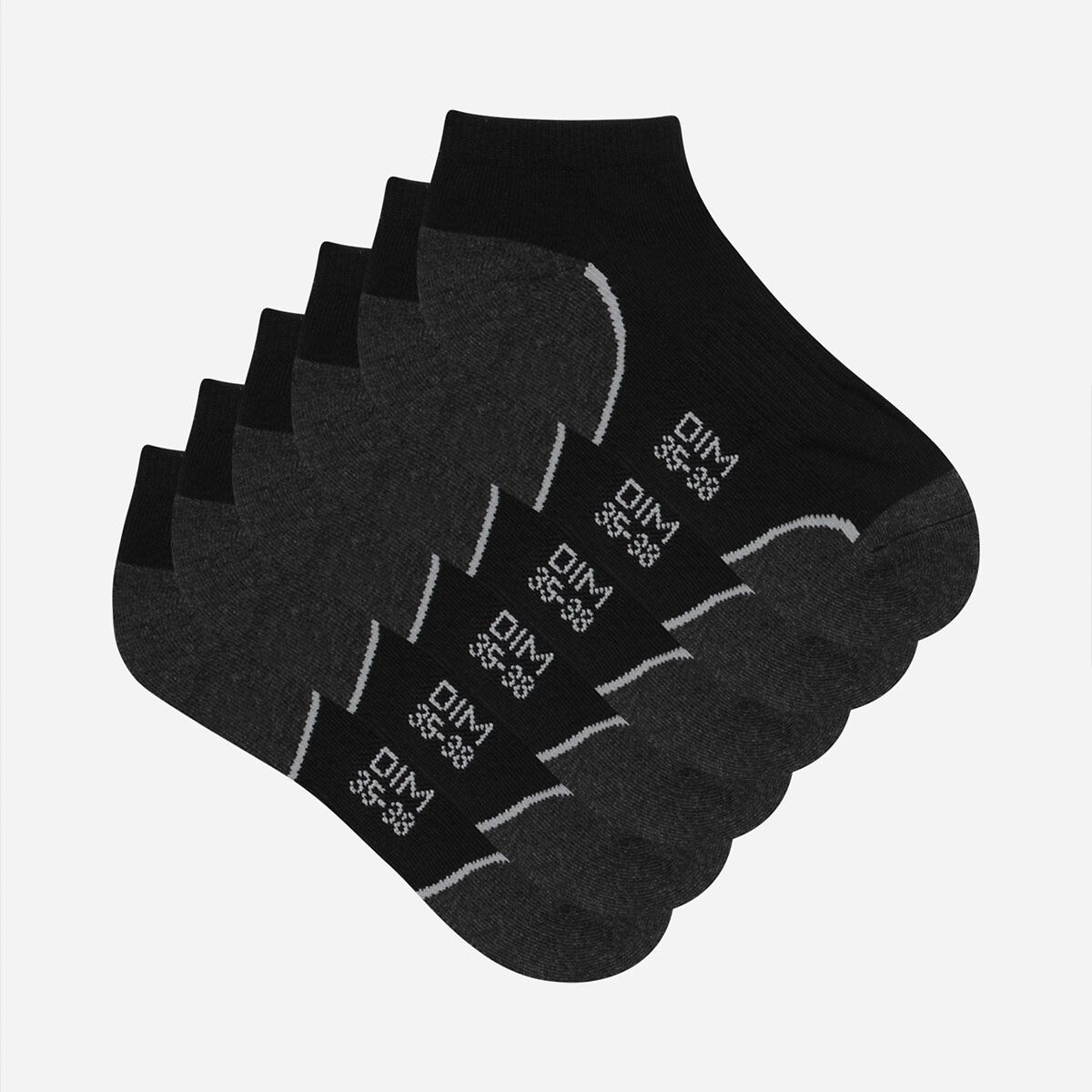 Pack of 3 Pairs of Trainer Socks black/grey, DIM