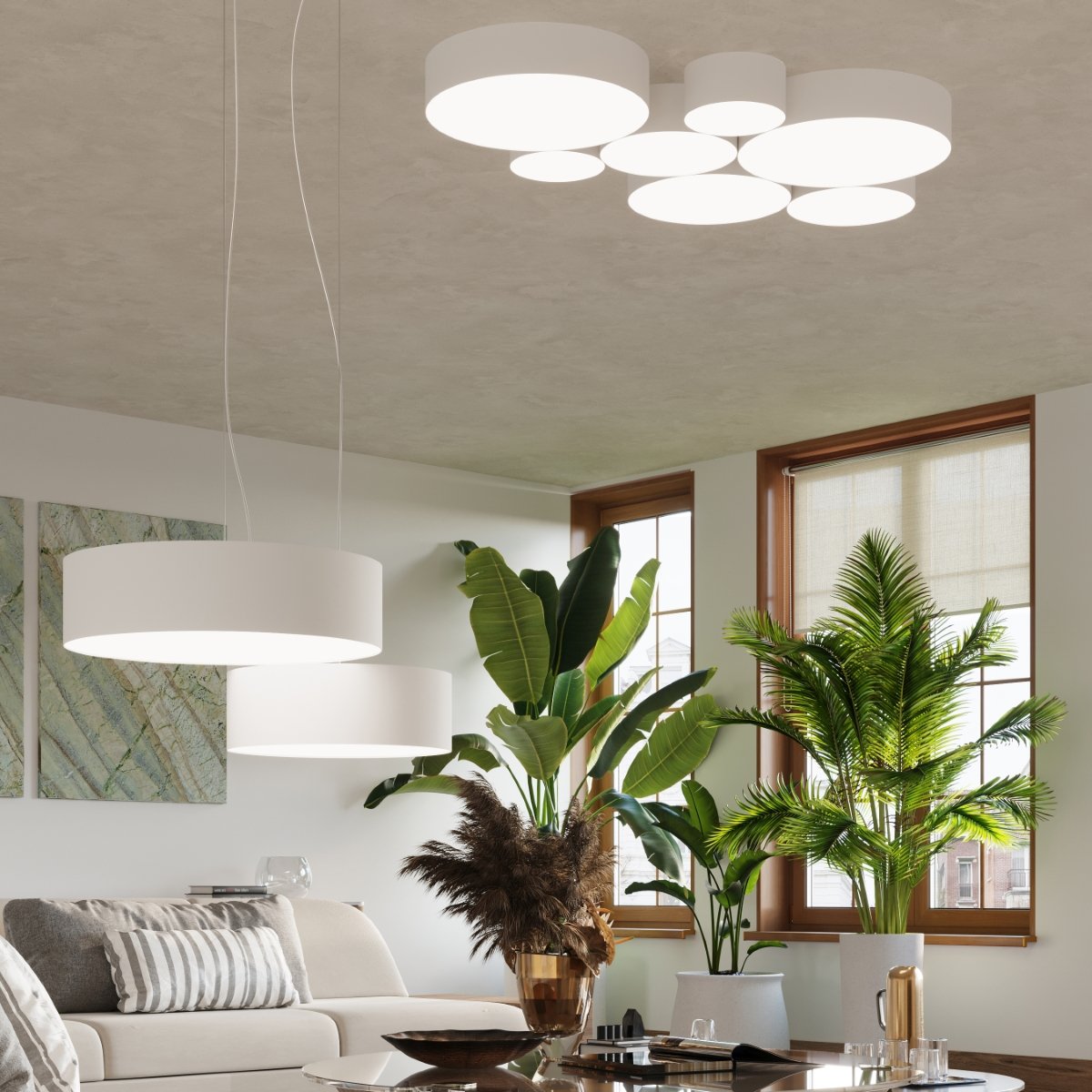 Plafonnier PVC Blanc E27 3 Arena blanc, EDEN