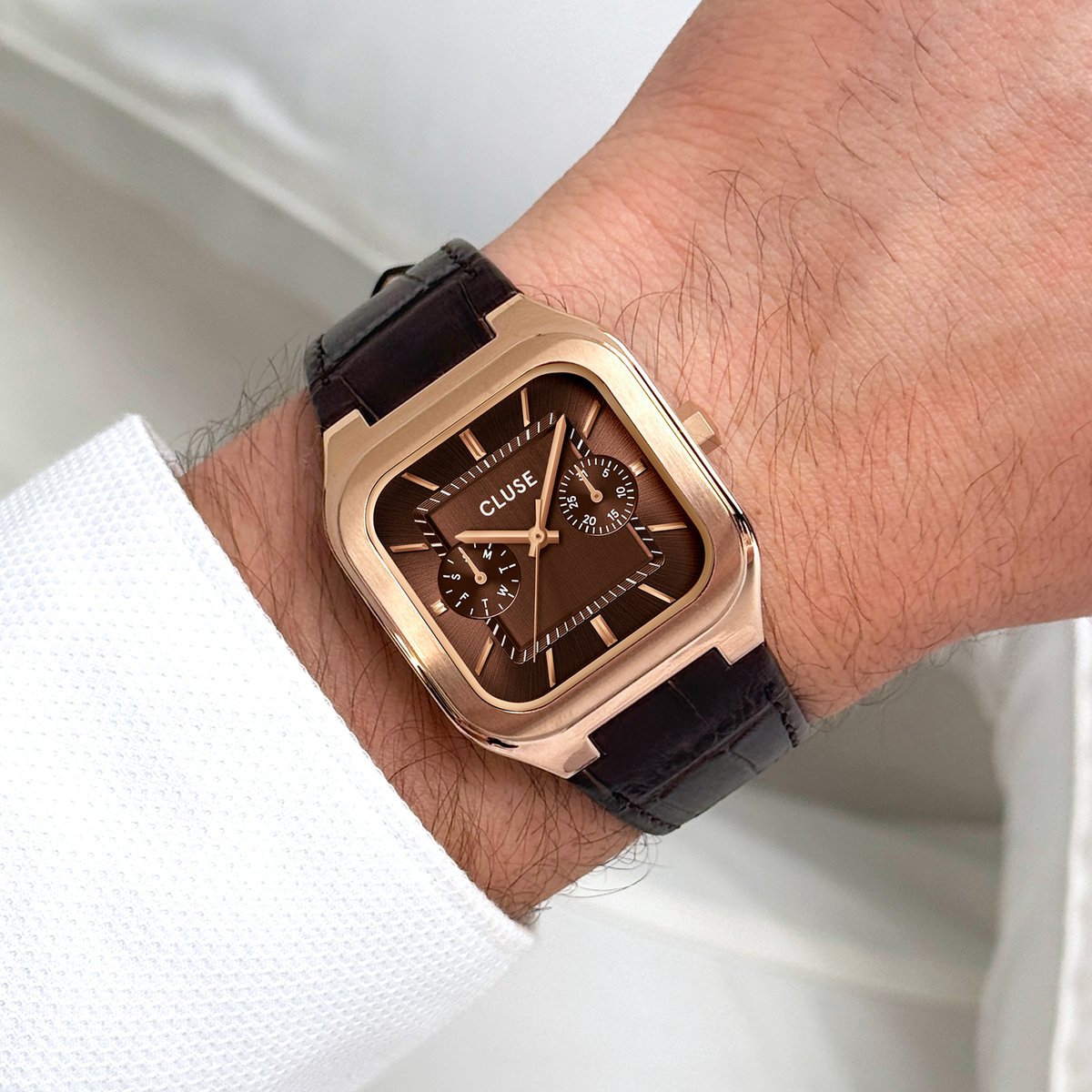 Montre Analogique  QUADRUS doré rose marron foncé marron foncé, CLUSE