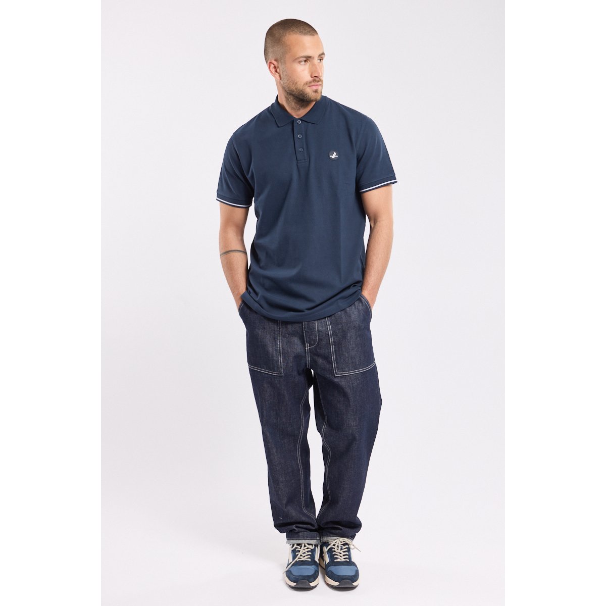 Polo en coton bio GOULVEN navy, BERMUDES