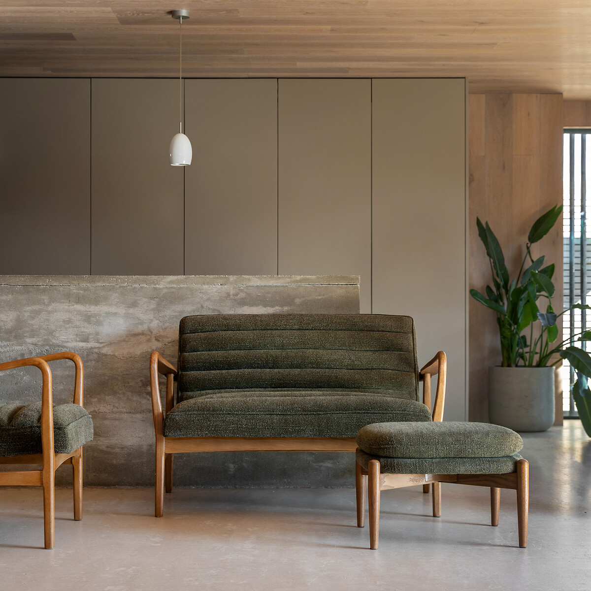 Fairfield Mid-Century Boucle Footstool green, ÉDITÉ