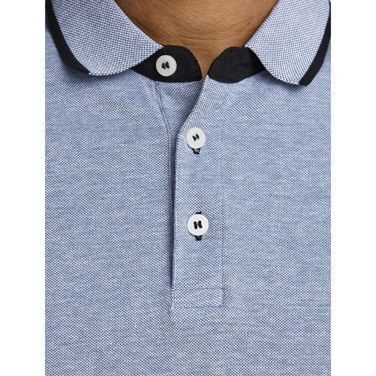 Polo manches courtes en maille piquée bleu, JACK & JONES