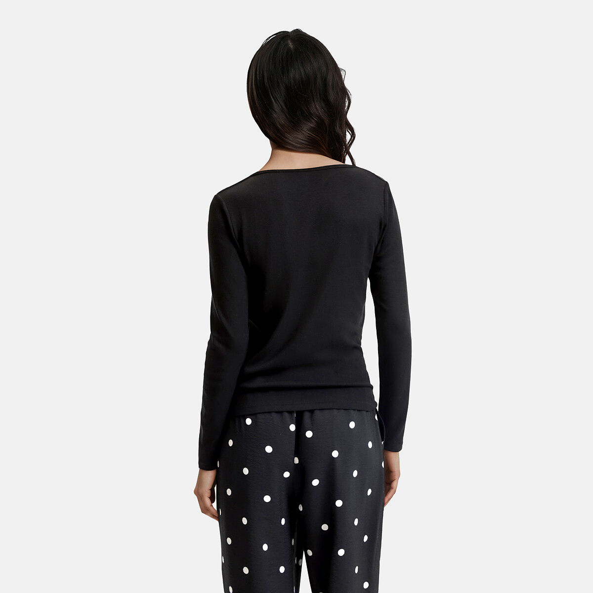 Maglia drappeggiata, a maniche lunghe, in misto viscosa nero , LA REDOUTE COLLECTIONS