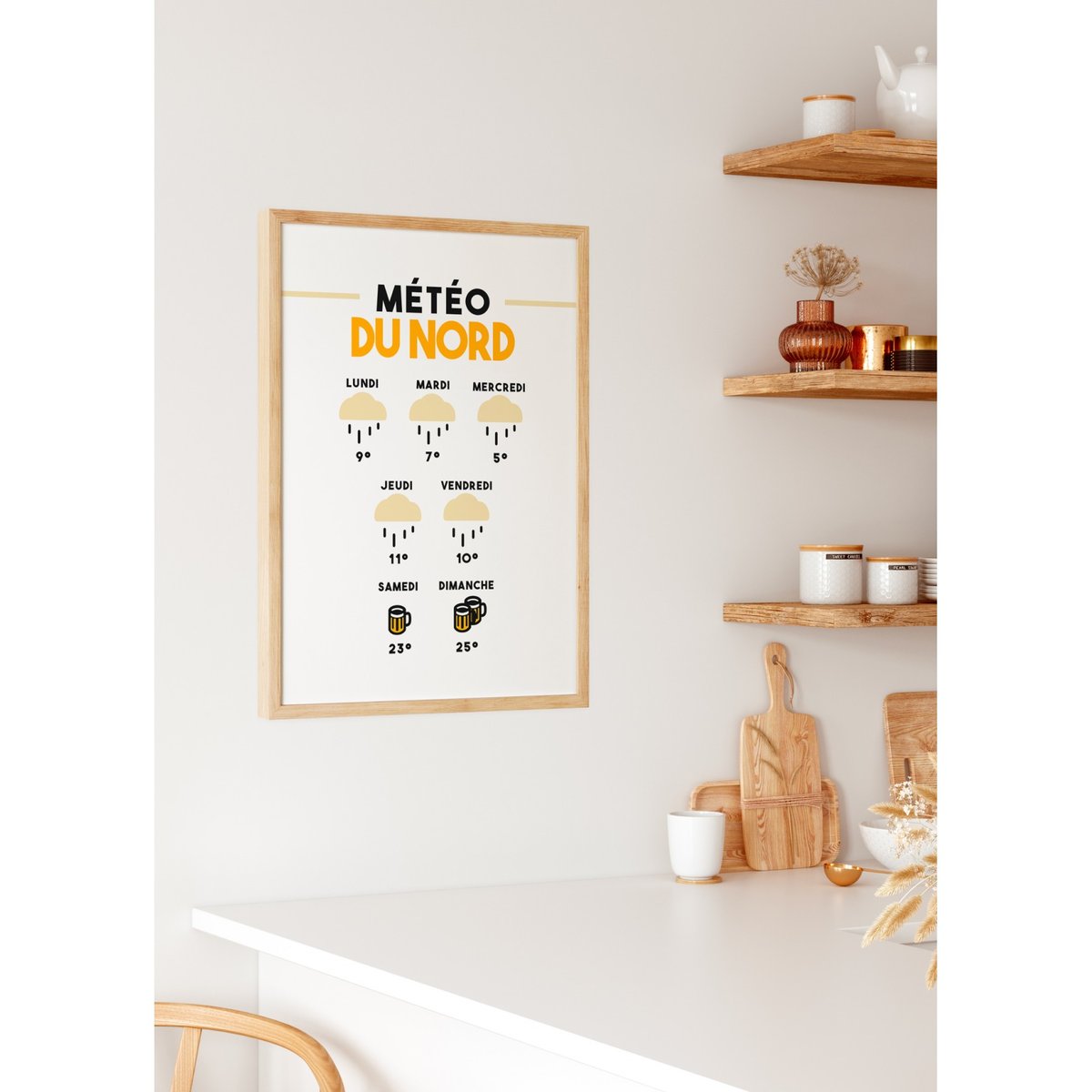 Affiche Météo du Nord blanc, L'AFFICHERIE