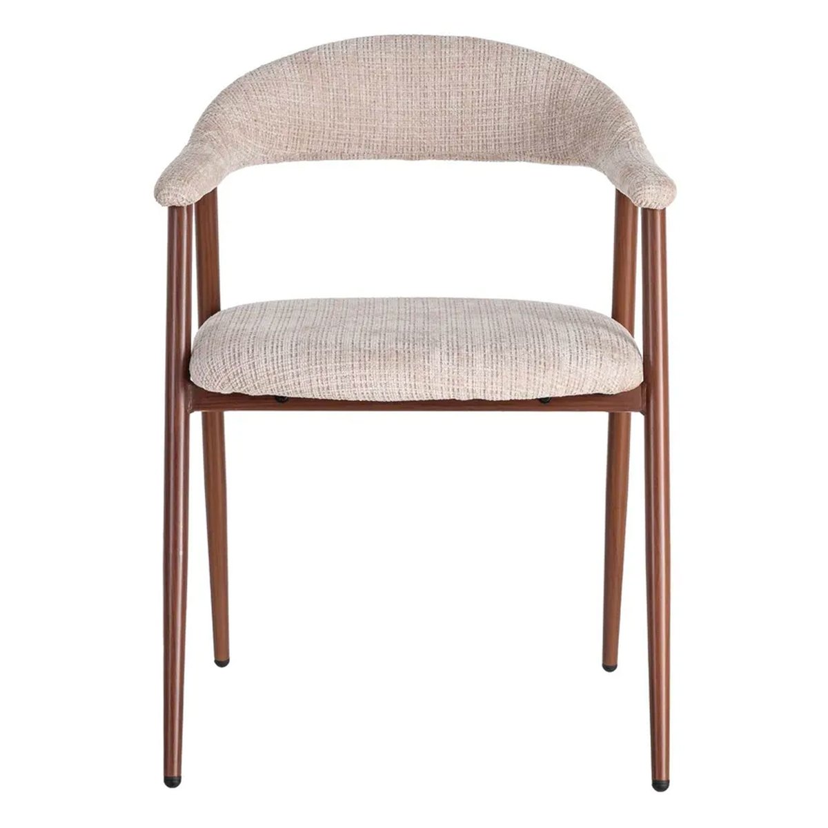 Chaise design métal effet bois et tissu tweed beige 56x57x78cm beige, WADIGA
