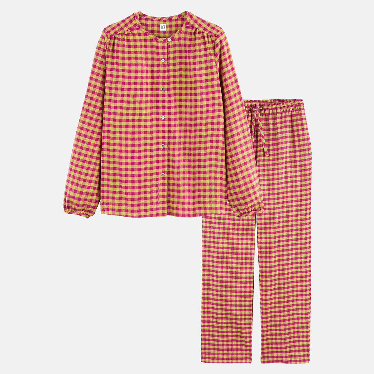 Pijama de franela de algodón puro cuadros burdeos, LA REDOUTE COLLECTIONS