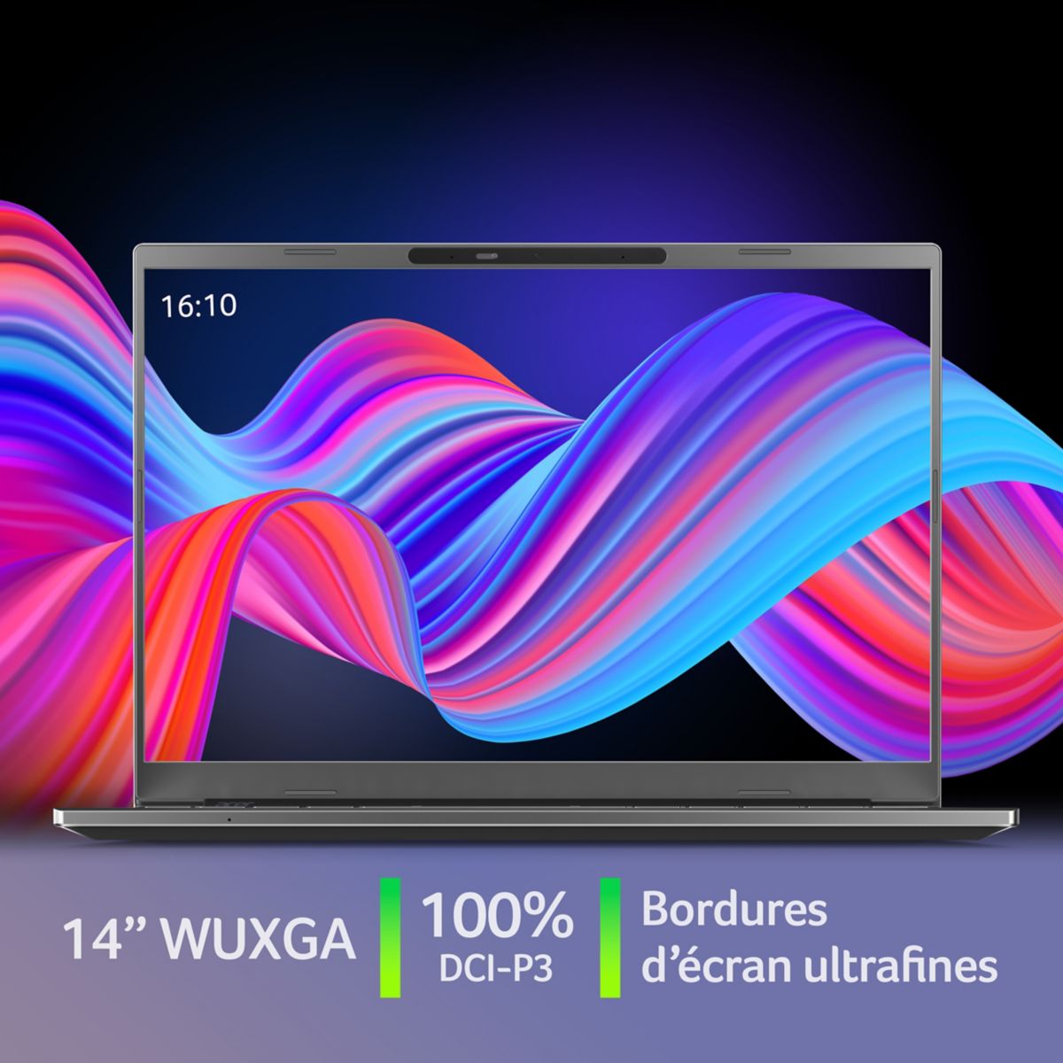Ordinateur portable Aspire A1411MX21C 14" Snapdragon X 16 Go RAM DDR5 SSD 512 Go souris et sacoche incluses Copilot+PC couleur unique, ACER