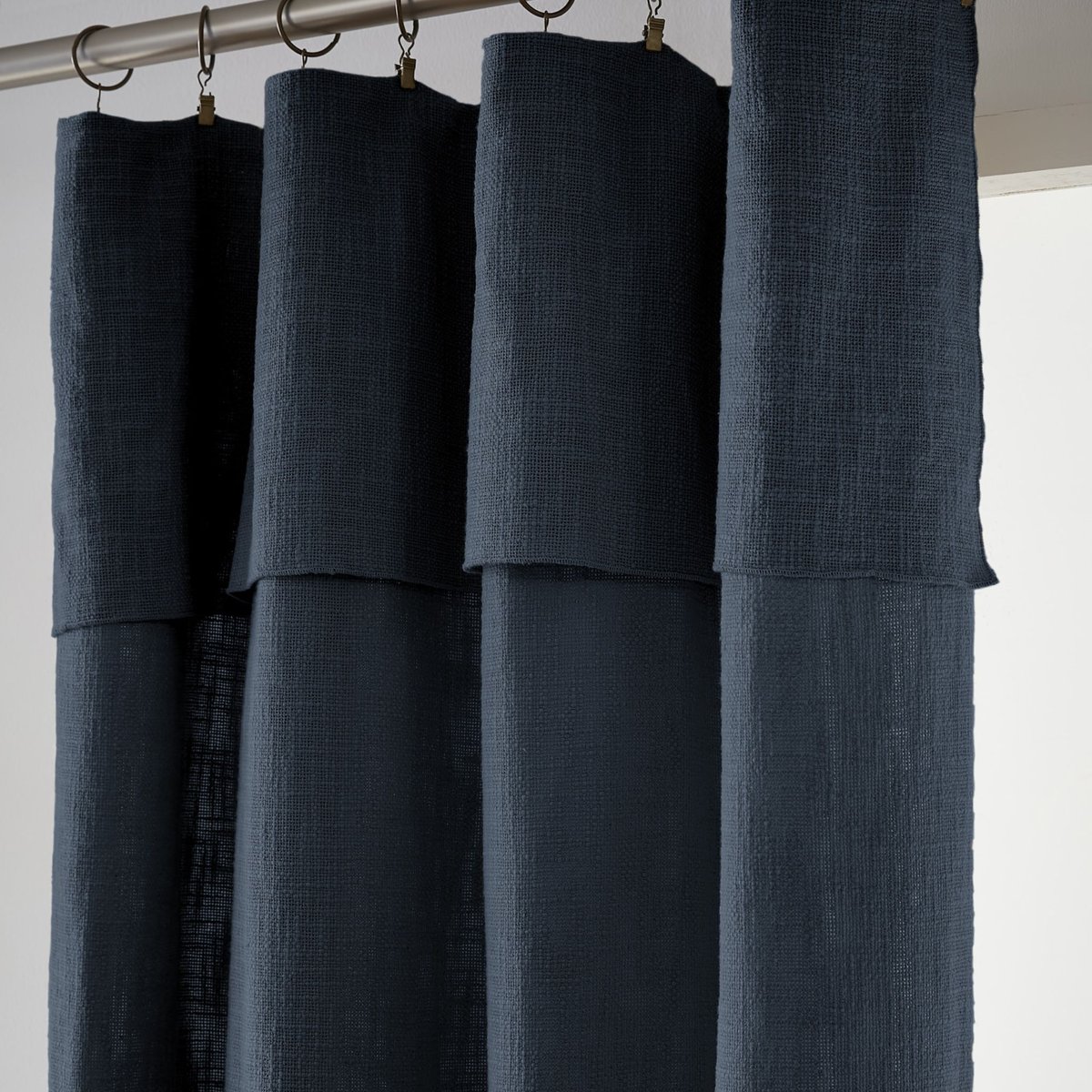 Rideau tamisant coton 140x270 Sixtine bleu marine, TERRE DE NUIT