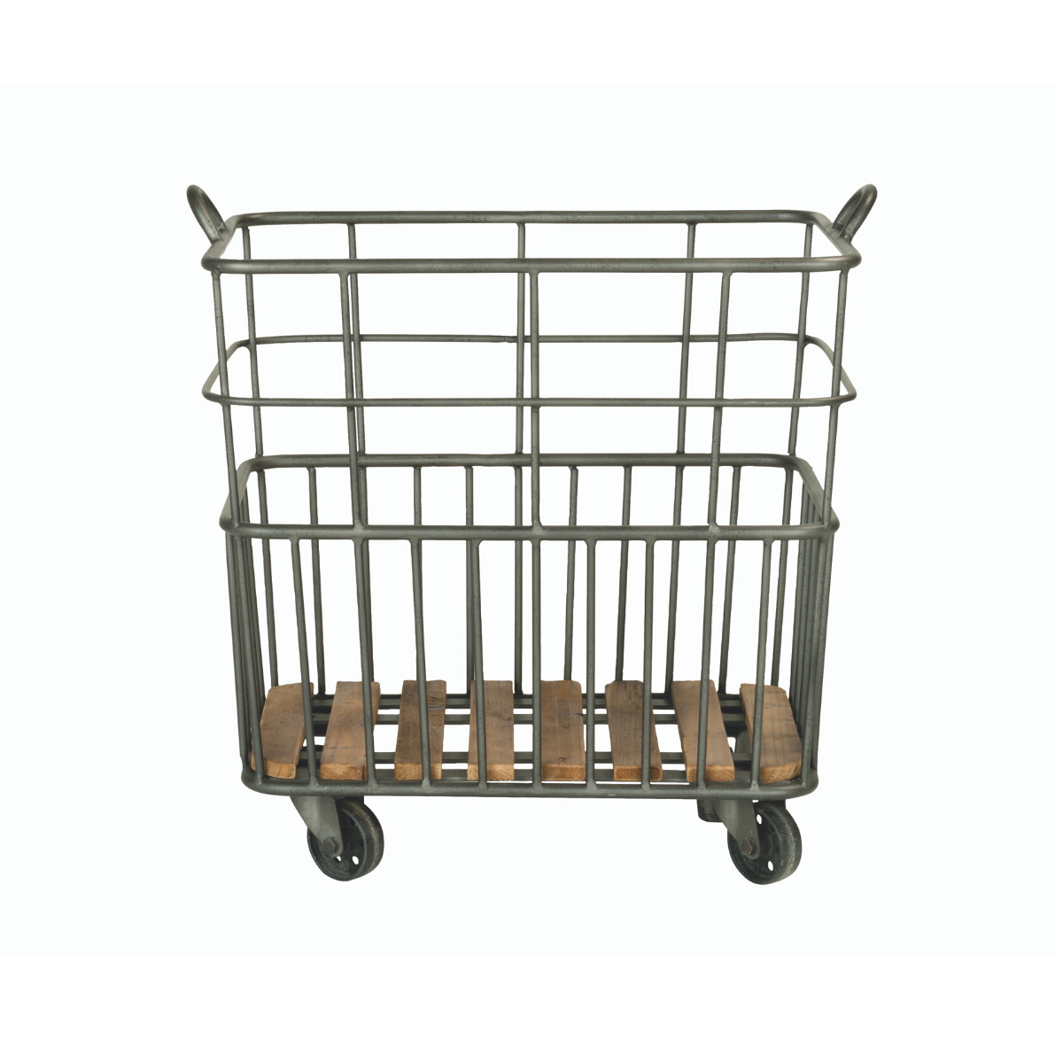 Chariot en métal à roulettes à bûche gris anthracite, SIGNATURE