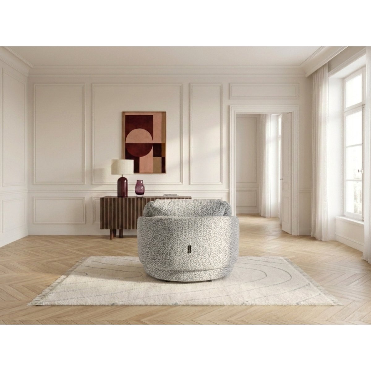 Fauteuil tissu chiné, MARIO gris, BOBOCHIC