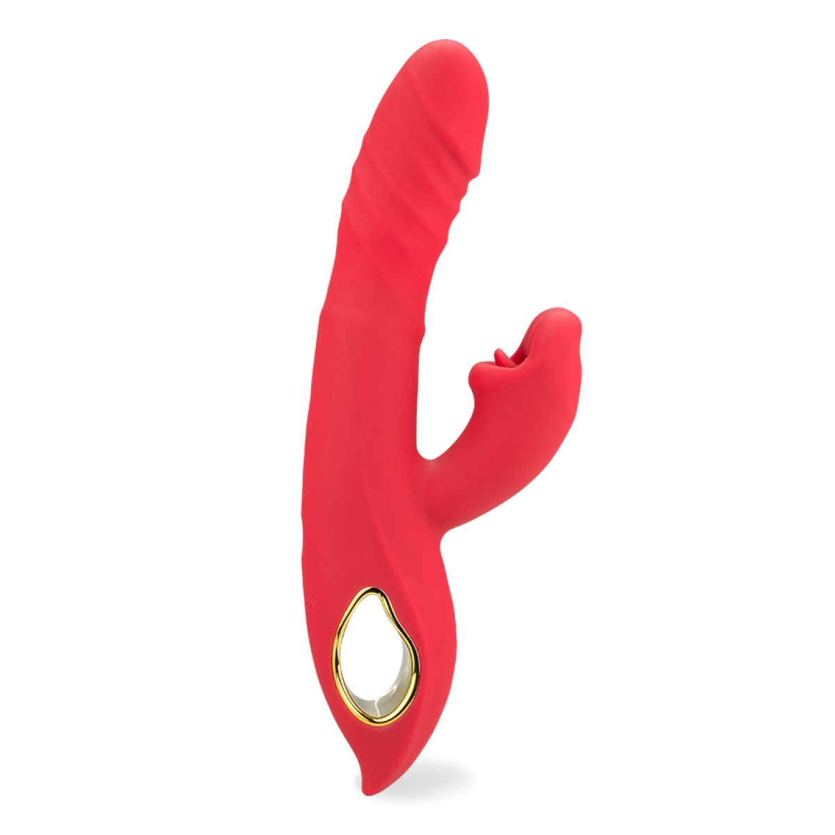 Vibromasseur puissant rabbit va-et-vient et langue Pleasure Rush rouge, LOVE AND VIBES