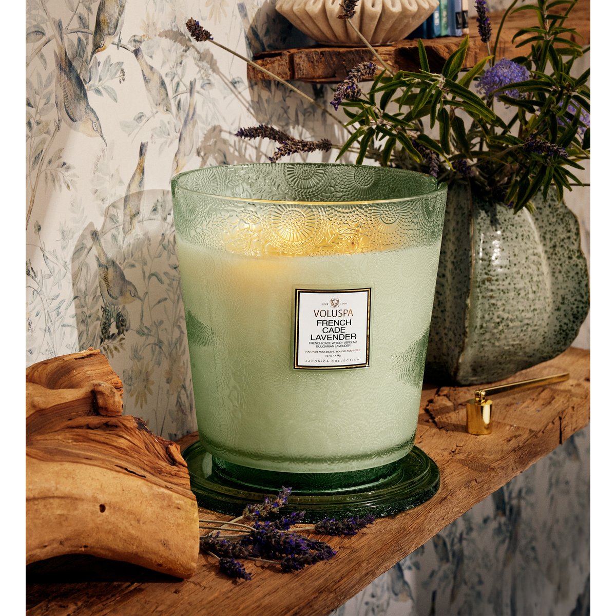 French cade lavender - bougie parfumée 5 mèches - grand modèle blanc, VOLUSPA