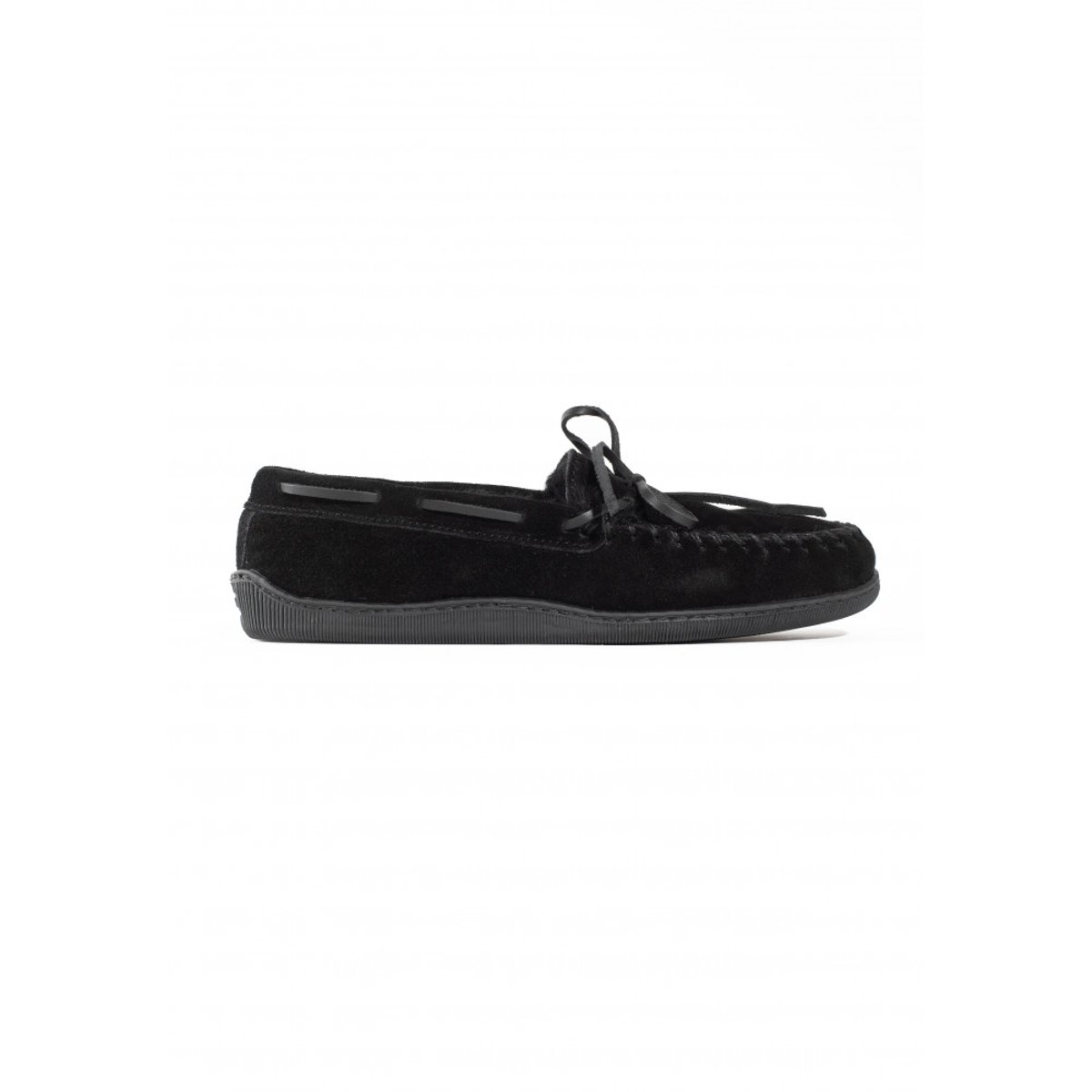 Mocassins en cuir suede SHEEPSKIN HARDSOLE gris, MINNETONKA