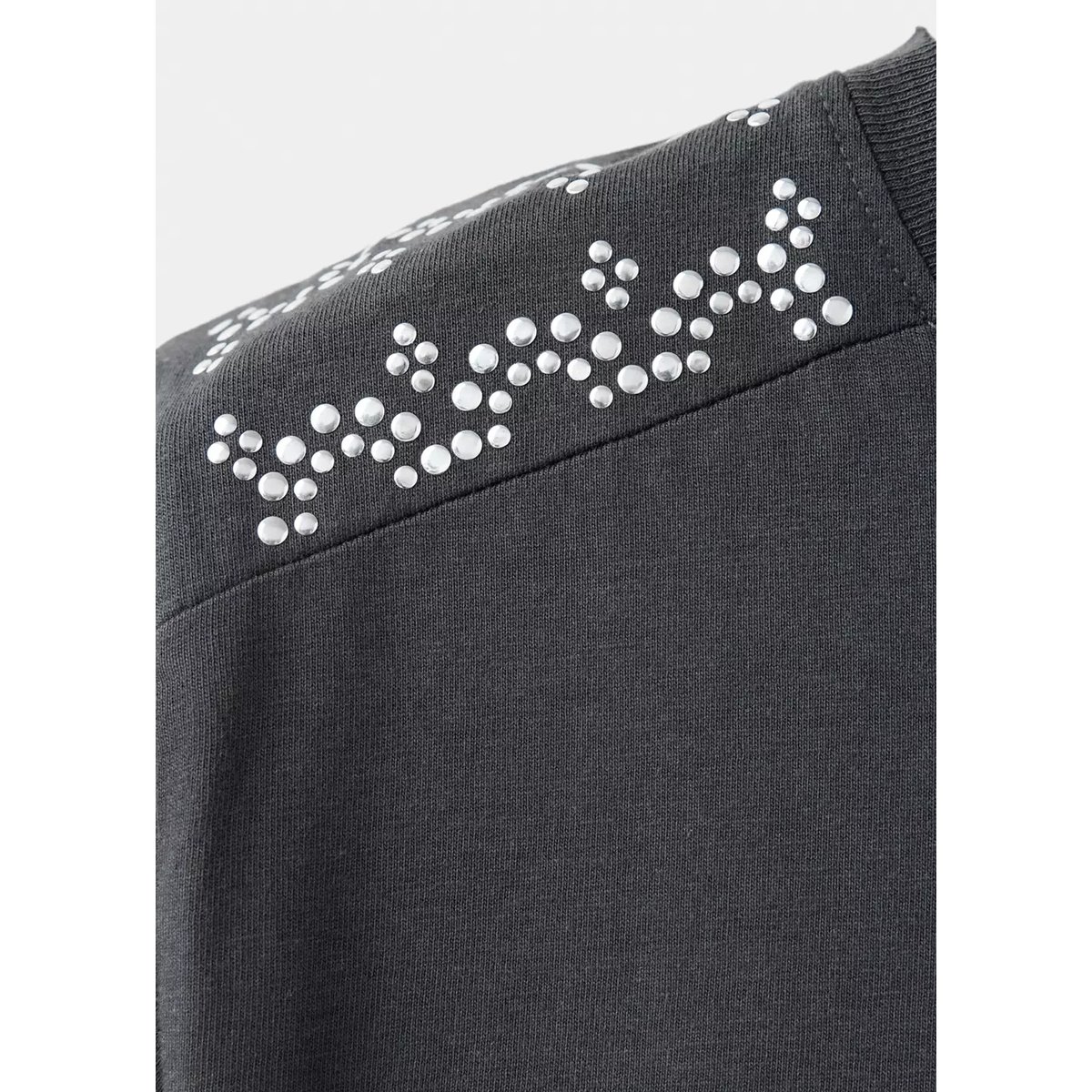 T-shirt coton à clous gris anthracite, MANGO TEEN