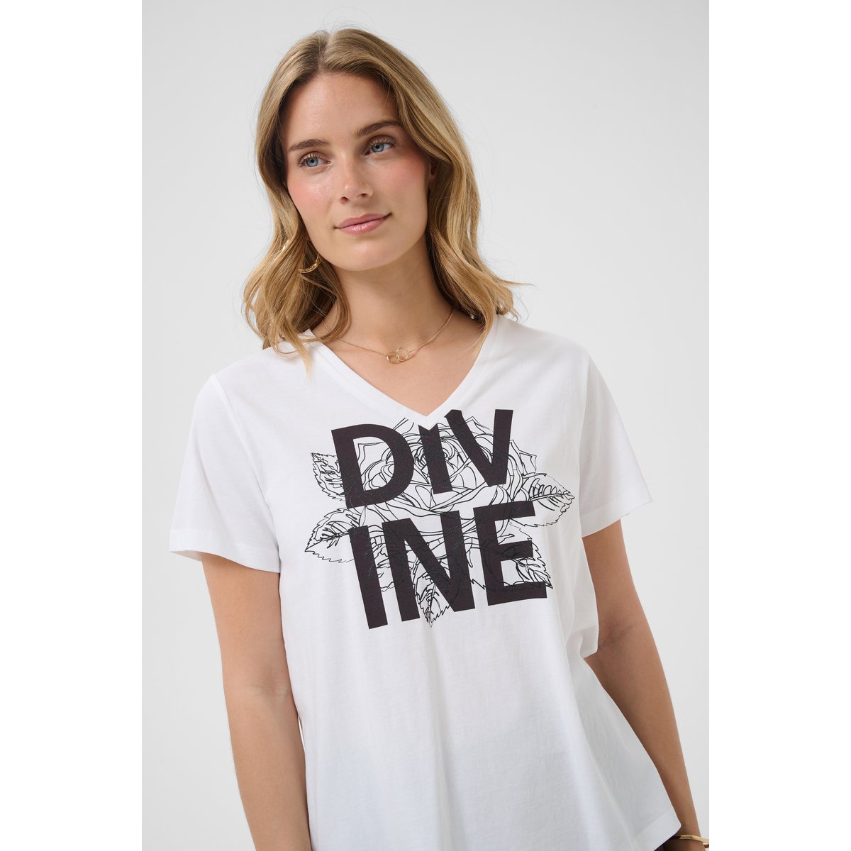 T-shirt blanc white divine, CREAM