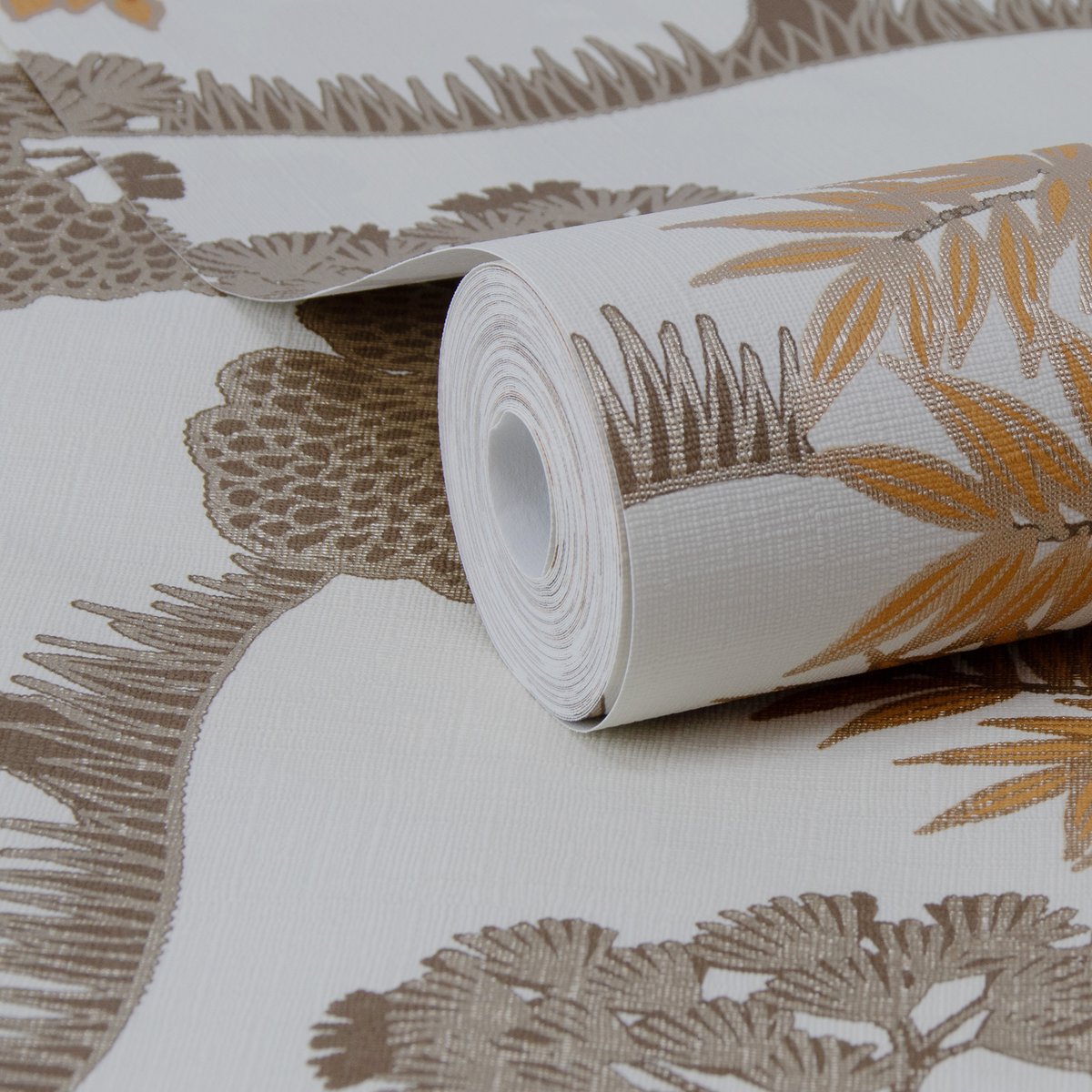Papier peint Arbres crème, orange, or, SUBLIME