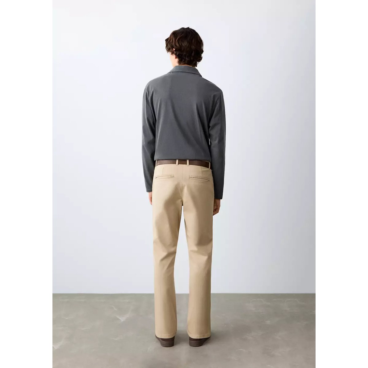 Pantalon chino uni beige, MANGO TEEN