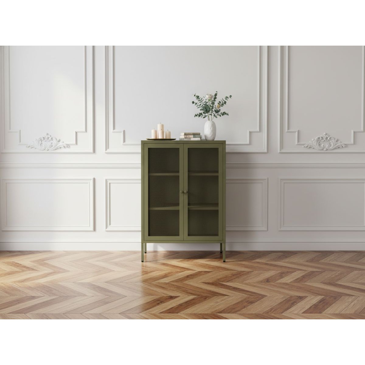 Buffet en métal portes 70 cm, CLARA vert, BOBOCHIC