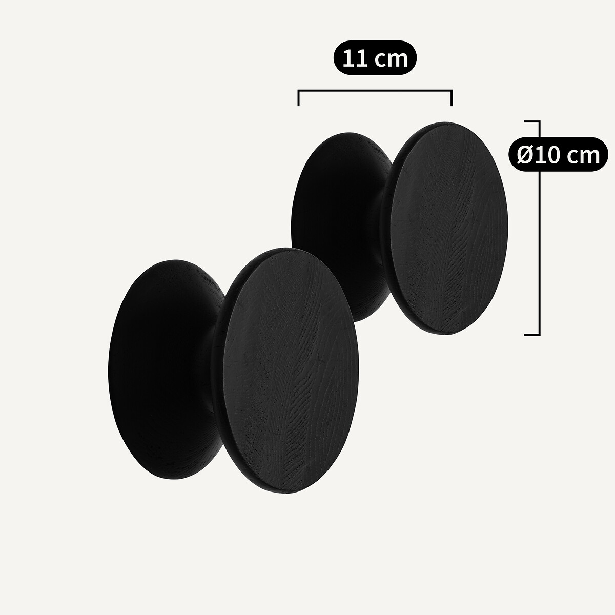 Lot de 2 patères chêne massif ø 10 cm, Arame noir, AM.PM