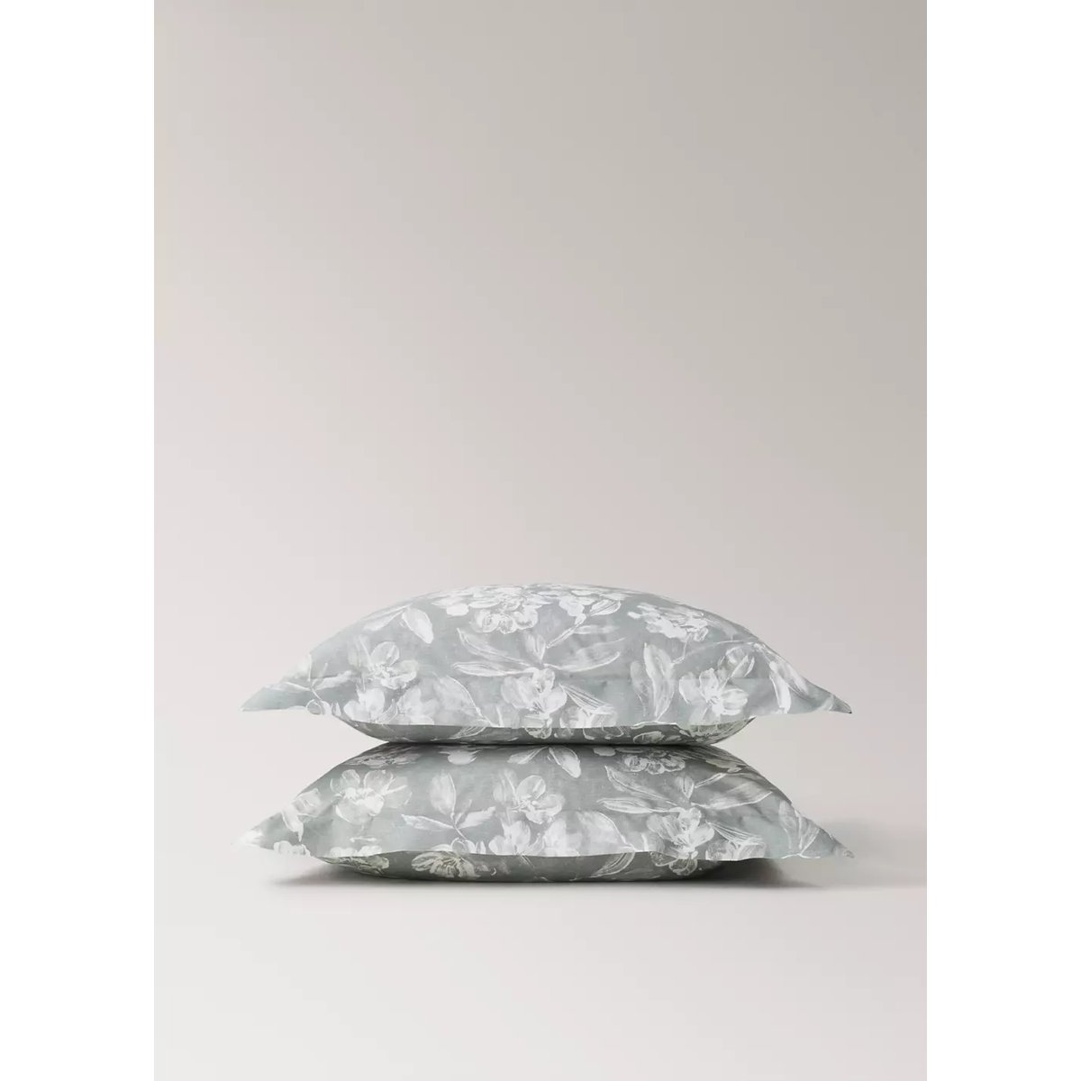Lot de 2 taies d'oreiller en percale de coton imprimé fleuri vert moyen, MANGO HOME